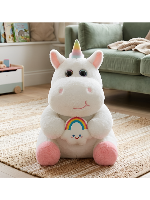 Rainbow Hippo-Unicorn Plush – 8-Inch Ultra-Soft Faux Fur Stuffed Animal with Rainbow Cloud – Cute Mythical Creature Toy for Kids and Toddlers ST13212