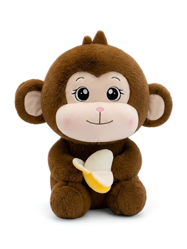 Monkey Plush Toy with Banana – 45cm Sitting Ultra-Soft Stuffed Animal for Kids, Cute Brown Nursery Décor, ST14463