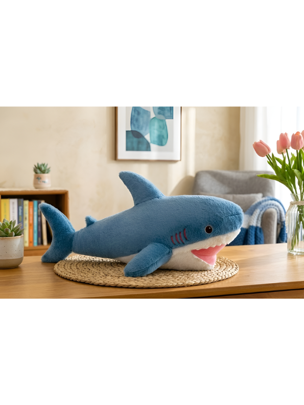 Shark Toy – 15-Inch Plush Soft Blue Great White Stuffed Animal for Kids, Toddlers & Ocean-Themed Nursery Decor Gift ST15570