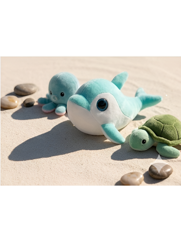 Dolphin Plush Toy - 7-Inch Cute Coral Blue Soft Stuffed Animal Marine Life Teddy Bear with Big Blue Glitter Eyes for Kids and Toddlers ST14658
