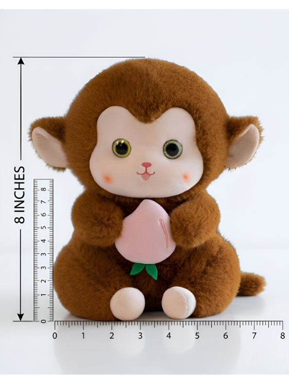 Brown - Cute Plush Monkey Stuffed Animal with Peach - 8 Inch Super Soft Toy Gift for Kids & Baby ST14653