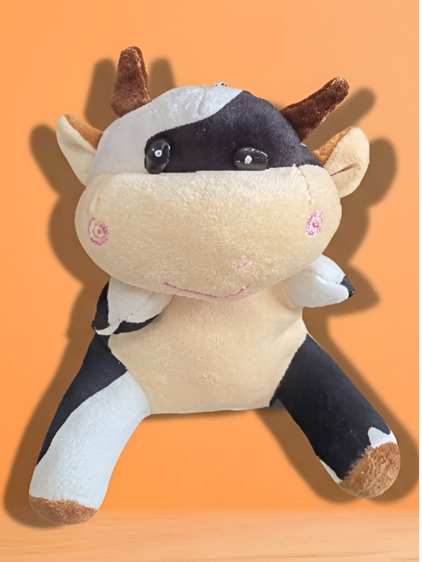 Cow Plush Toy – 7-Inch Soft Stuffed Animal Holstein Cow with Horns & Tail, Kawaii Cattle Plushie Figure for Toddlers ST14582