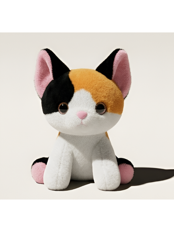 Calico Cat Plush Toy – 8-Inch Cute Stuffed Animal Kitty for Kids and Toddlers, Tri-Color Kitten Soft Toy Gift ST16507