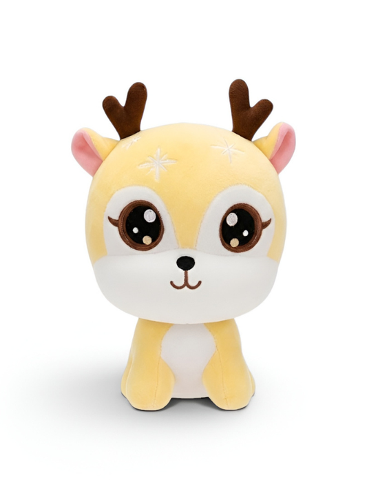 Deer Plush Toy - Yellow 7-Inch Cute Soft Stuffed Animal Reindeer with Antlers, Kawaii Forest Friends Plushie for Kids ST11608
