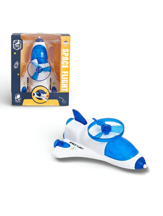 Space Rocket Toy for Kids – White & Blue Astronaut Shuttle with Rotating Propeller | Educational Spacecraft Playset LMI15390