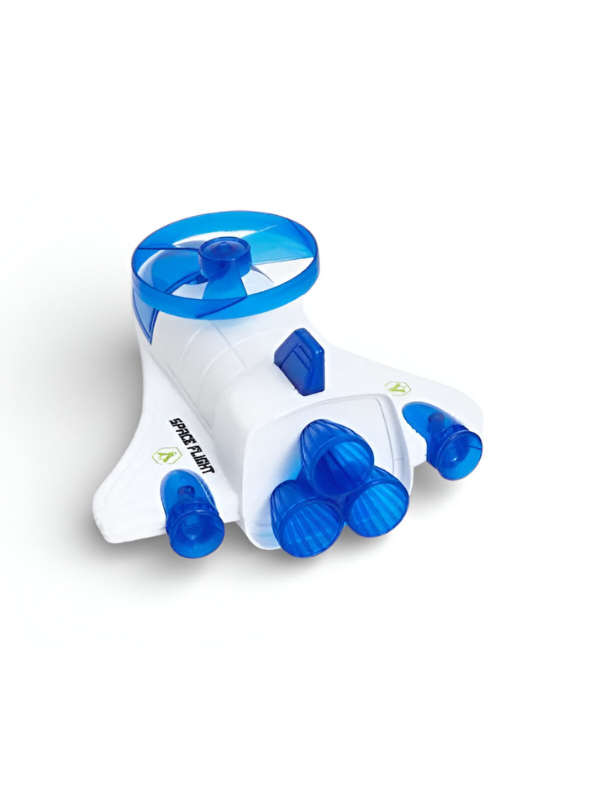 Space Rocket Toy for Kids – White & Blue Astronaut Shuttle with Rotating Propeller | Educational Spacecraft Playset LMI15390