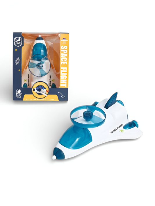 Space Rocket Toy for Kids – White & Green Astronaut Shuttle with Rotating Propeller | Educational Spacecraft Playset LMI15390