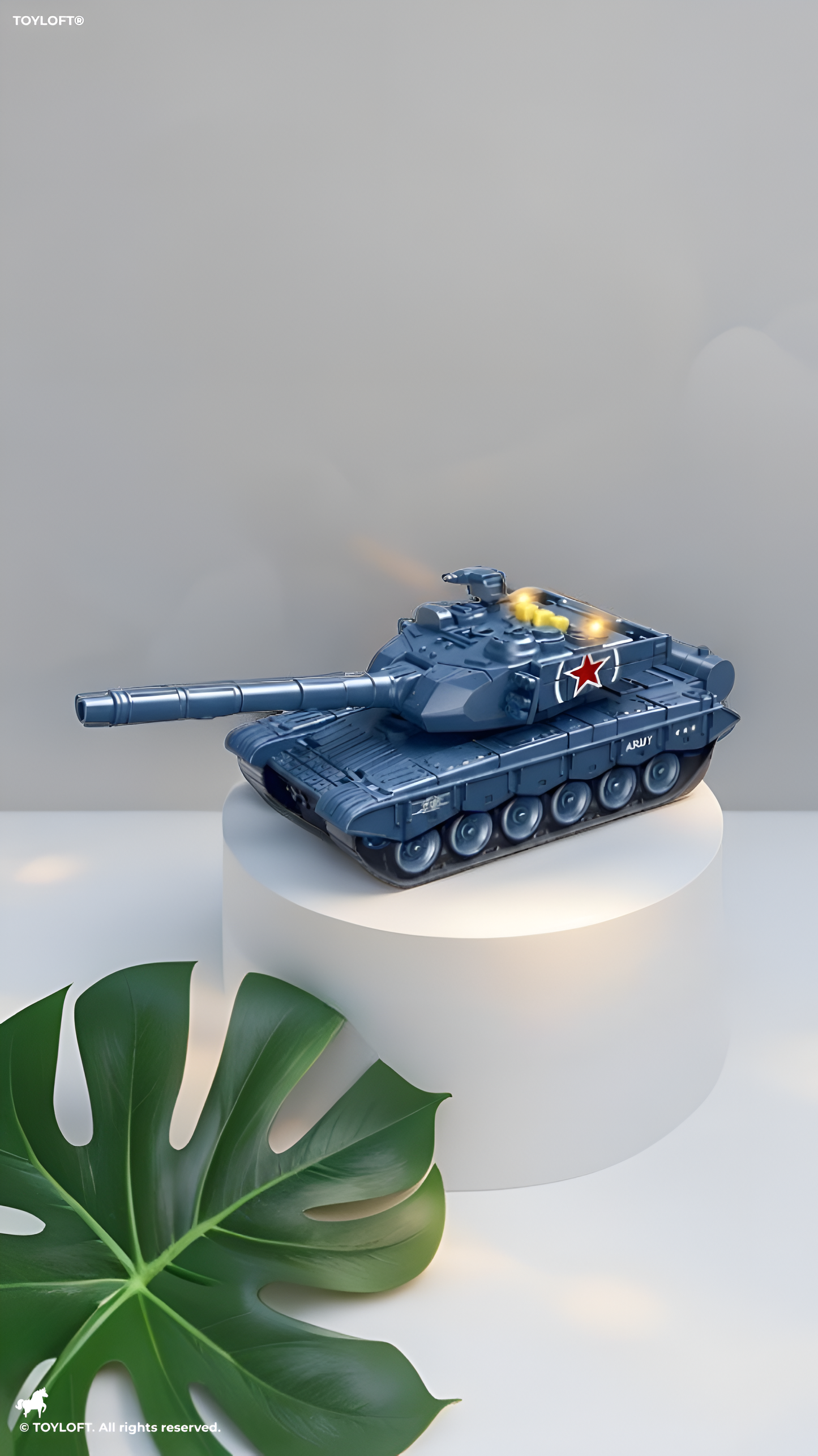 Military Tank Toy with 360-Degree Rotating Turret, Flashing Lights and Music – Blue Interactive Diecast Army Tank Vehicle with Nursery Rhymes & Stories for Kids, Toddlers LMI16740
