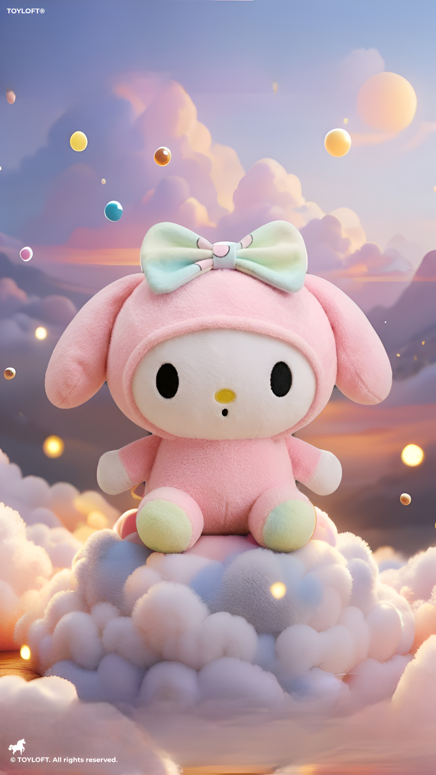 My Melody Pastel Plush Toy – 7-Inch Kawaii Sanrio Soft Stuffed Animal with Rainbow Bow & Accents – Cuddly Gift for Kids and Collectors ST16627