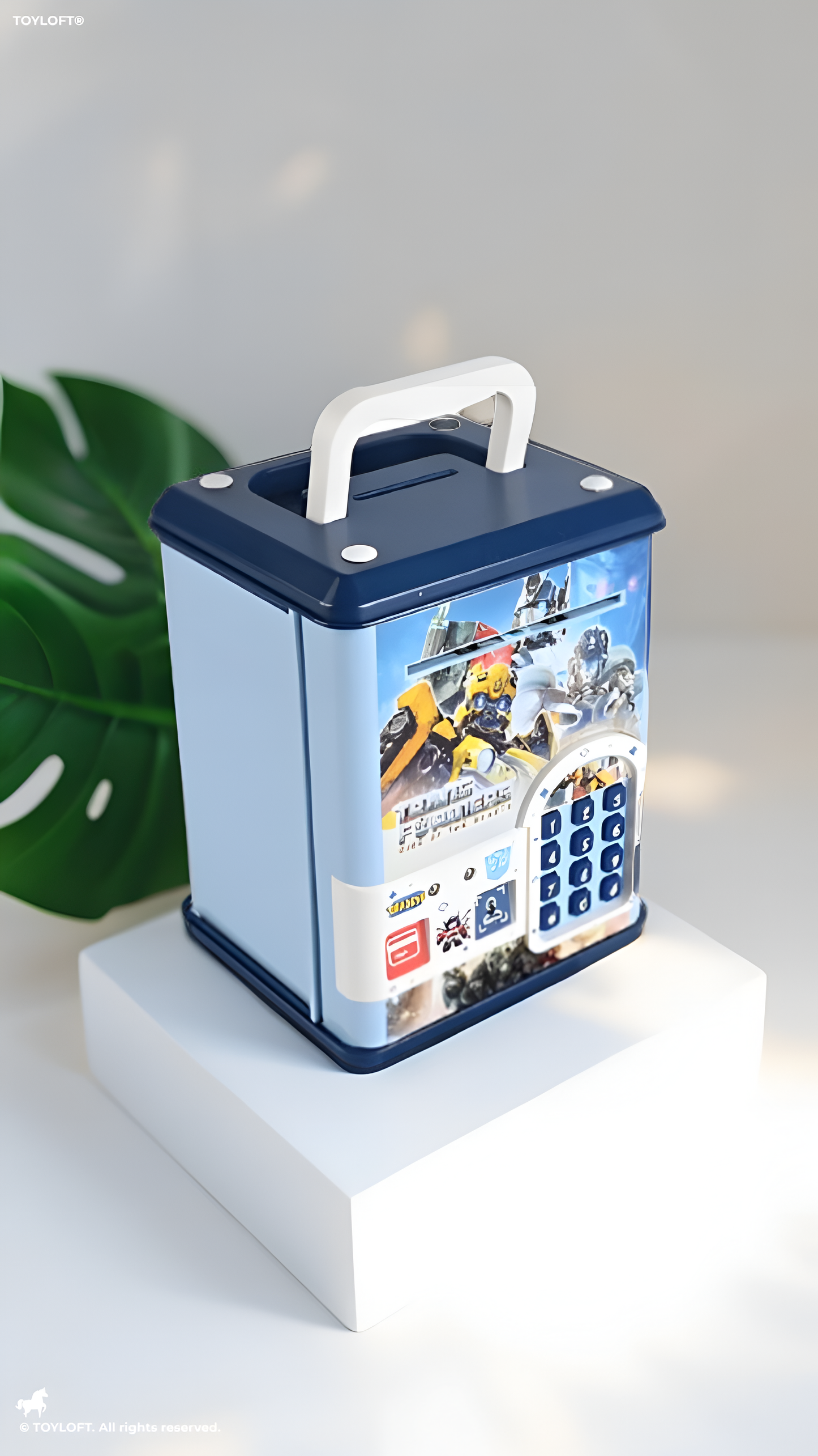 Transformers Electronic Money Safe Box for Kids – Kids ATM Piggy Bank with Password & Toy Bank Card, Blue Digital Coin Bank and Cash Vault Toy LMI14827