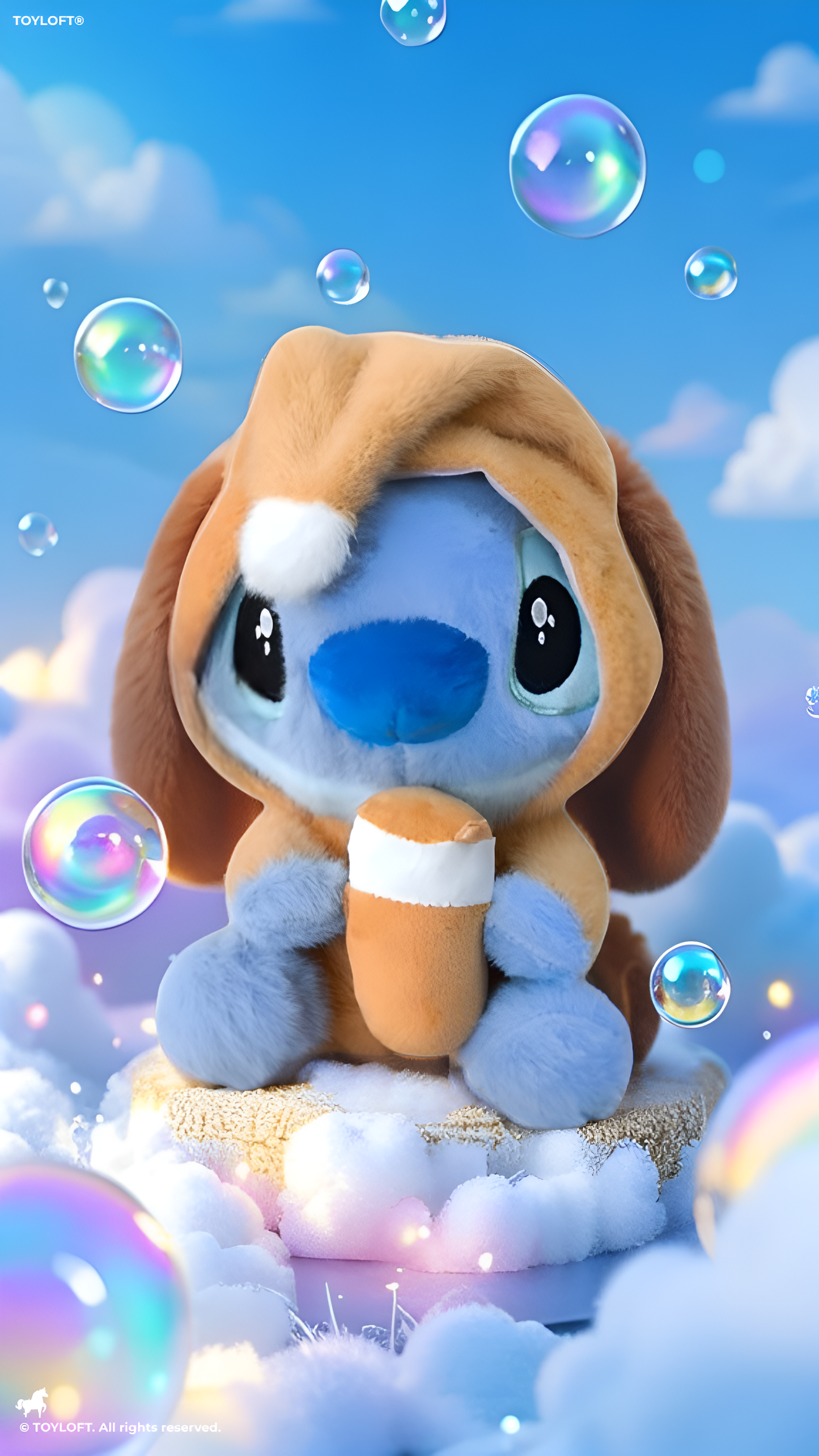 Blue Alien Plush in Gingerbread Onesie holding Boba Milk Tea – 8-Inch Soft Stuffed Animal Toy – Cute Kawaii Room Decor & Gift for Kids and Fans ST16393