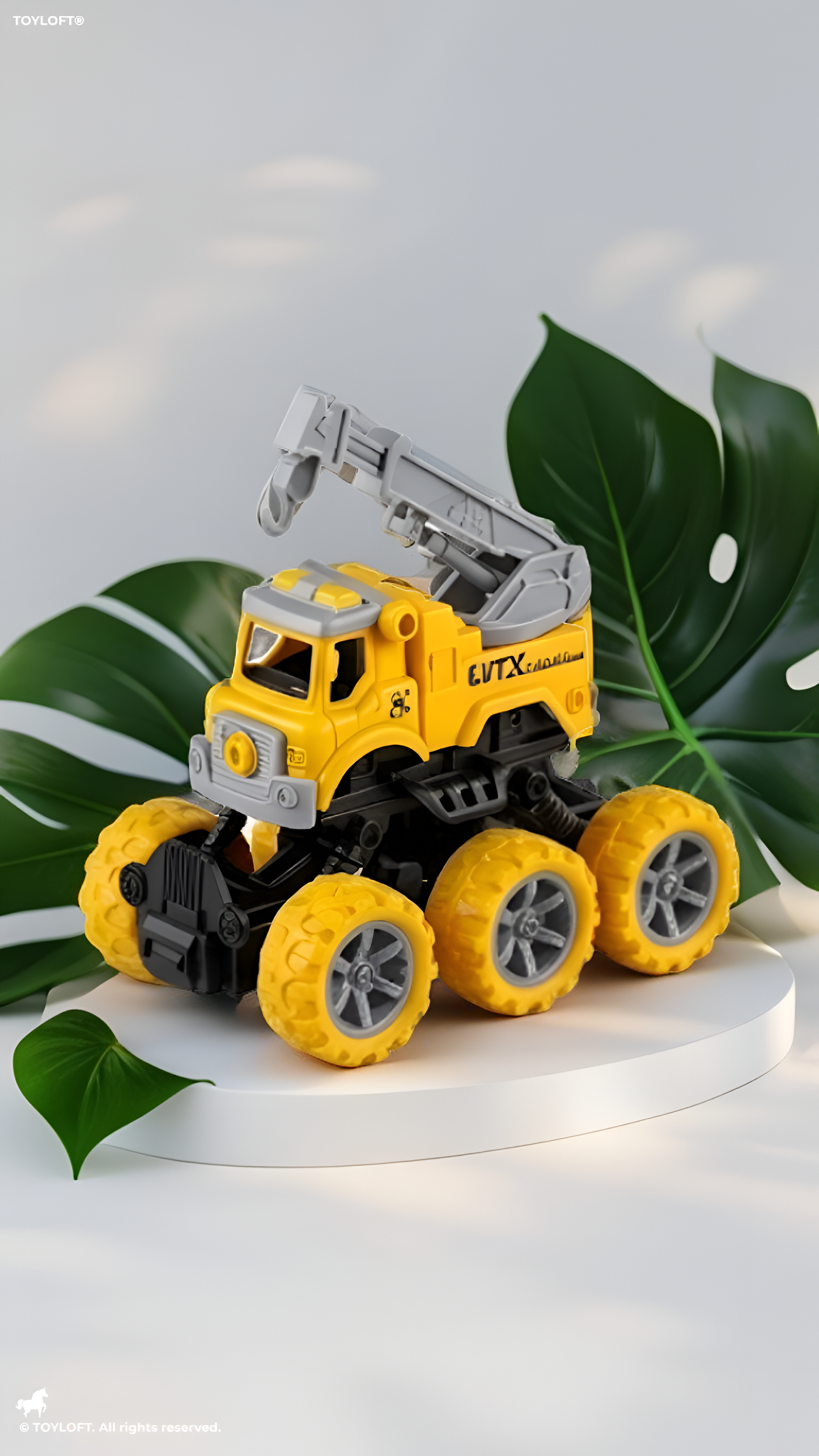 6-Wheel Take Apart Toy Truck Set – 4-Pack DIY Construction Vehicles with Toy Screwdriver, STEM Learning Building TV2587.