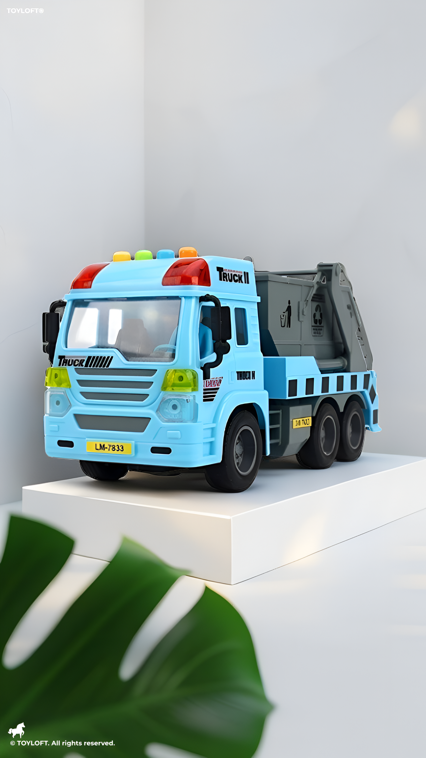 Sanitation Truck Toy – Friction Powered Construction & Recycling Vehicle Blue NX16771.