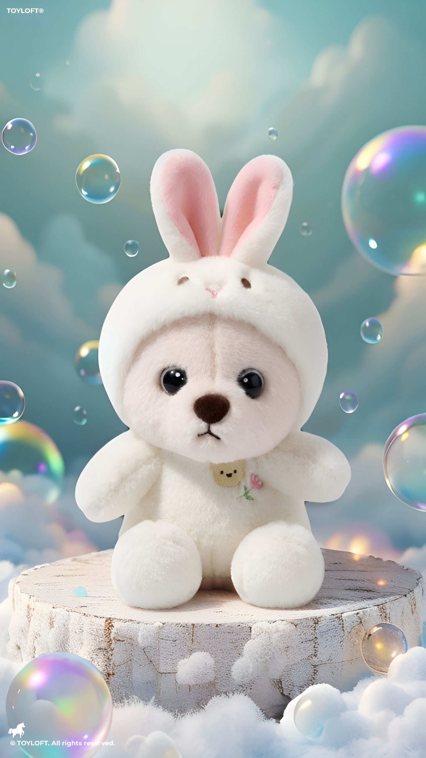 Cute White Bear Plush in Bunny Costume – Soft Teddy Bear Toy with Rabbit Hood – Premium Stuffed Animal for Kids ST11064