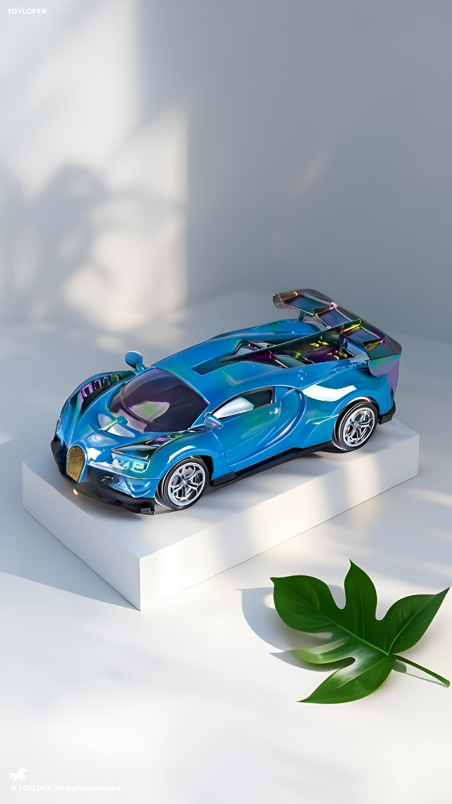 Bugatti Remote Control Car with LED Headlights – High-Speed RC Toy Car with Rechargeable Li-Ion Battery & Steering Wheel Remote, Gloss UV Finish Iridescent Blue Racing Car for Kids & Adults LMI16770