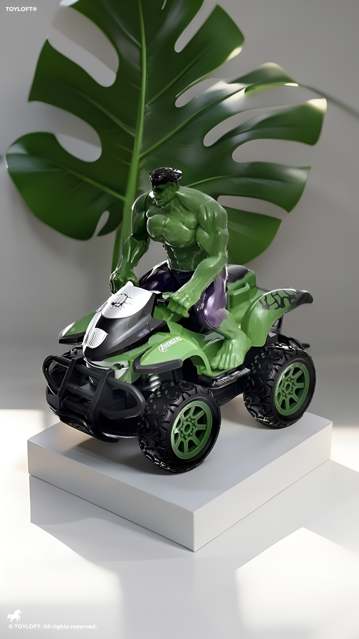 Marvel Avengers Hulk Remote Control ATV Quad Bike Toy – 1:10 Scale RC Racing Car with Wireless Remote, Green Superhero Action Figure Vehicle for Kids Boys Age 3+ TV4669.