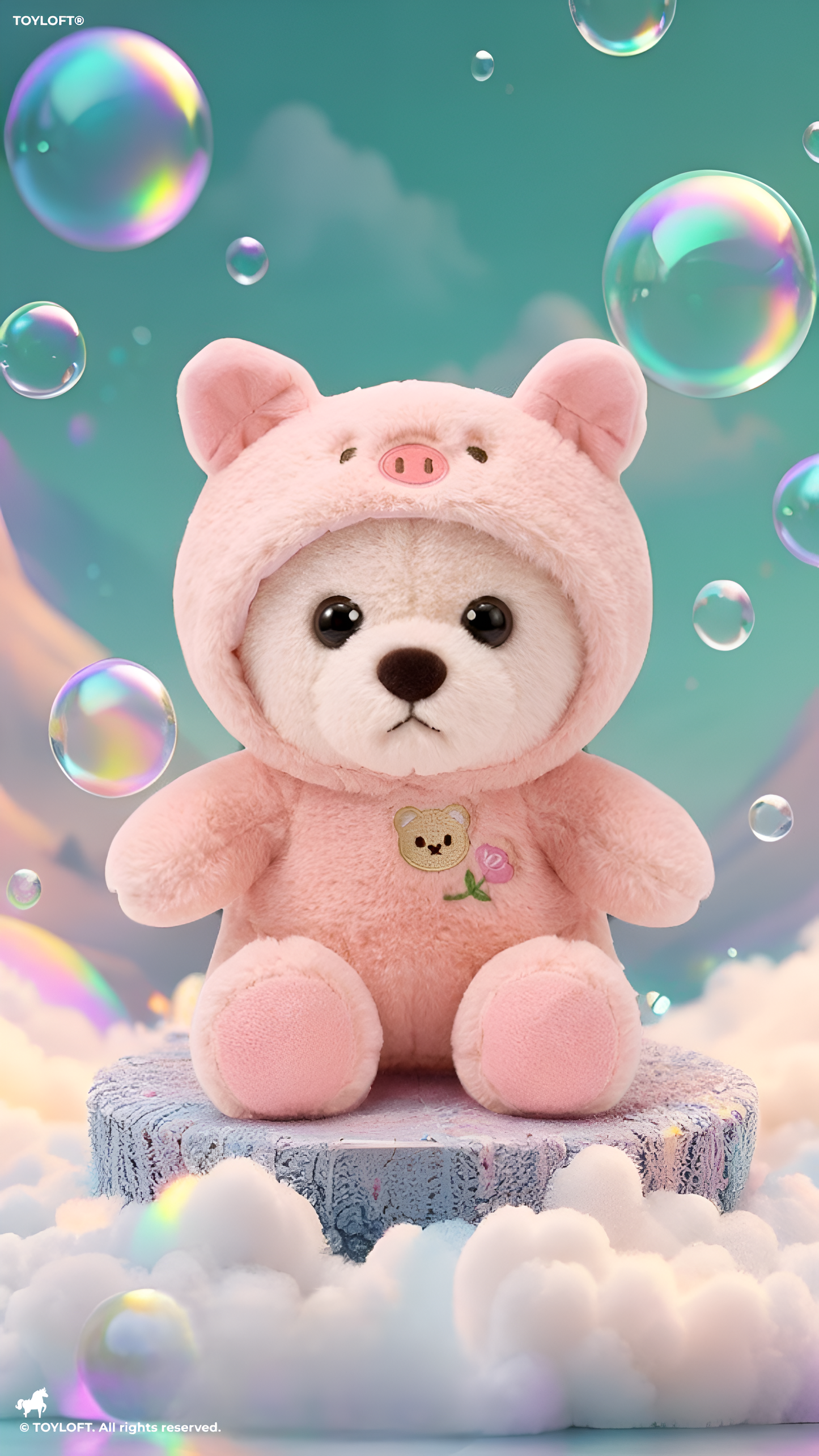 Cute Teddy Bear in Pink Pig Costume Plush Toy – Soft Stuffed Animal Doll for Kids and Toddlers ST11064