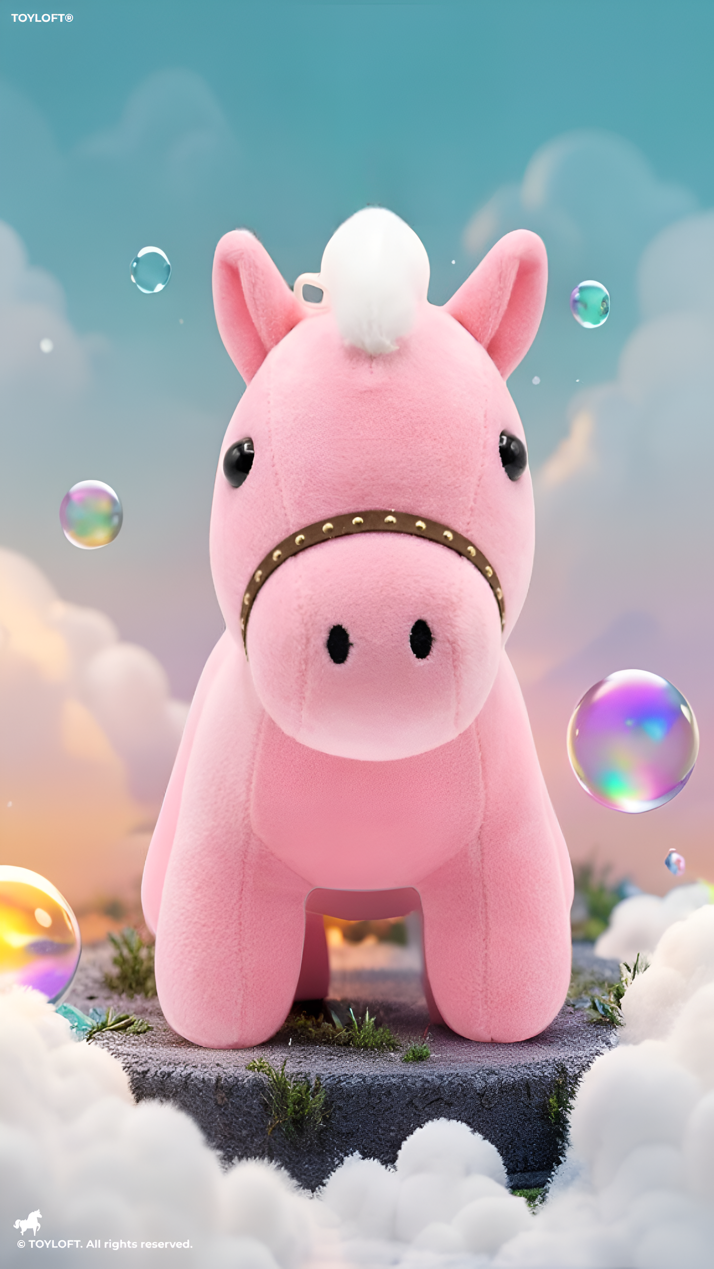 Pink Horse Plush Toy – 7-Inch Cute Stuffed Animal with White Mane and Studded Bridle, Soft Pony Cushion for Kids ST16465
