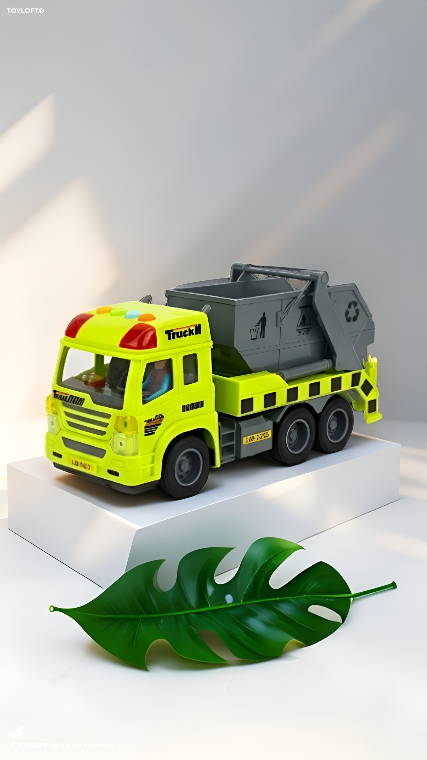 Sanitation Truck Toy – Friction Powered Construction & Recycling Vehicle Green NX16771.
