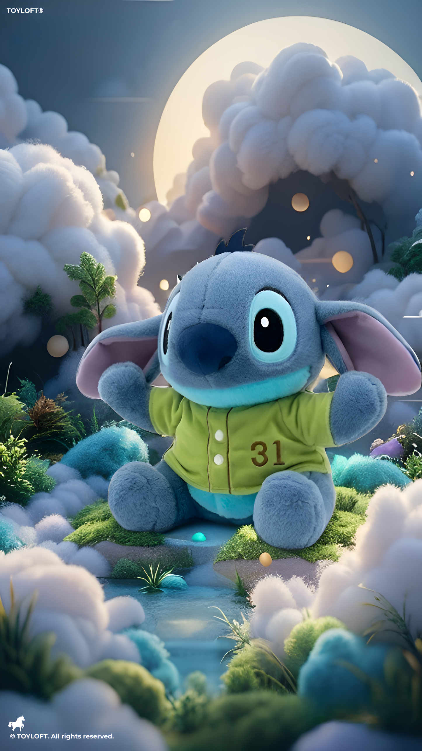 10-Inch Blue Stich Plush Toy in Green Baseball Jersey ST15992.