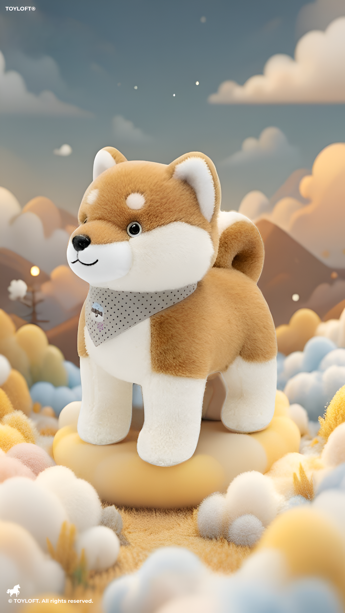 42cm Shiba Inu Plush Toy - Soft Stuffed Animal Dog with Bandana Brown ST16214.