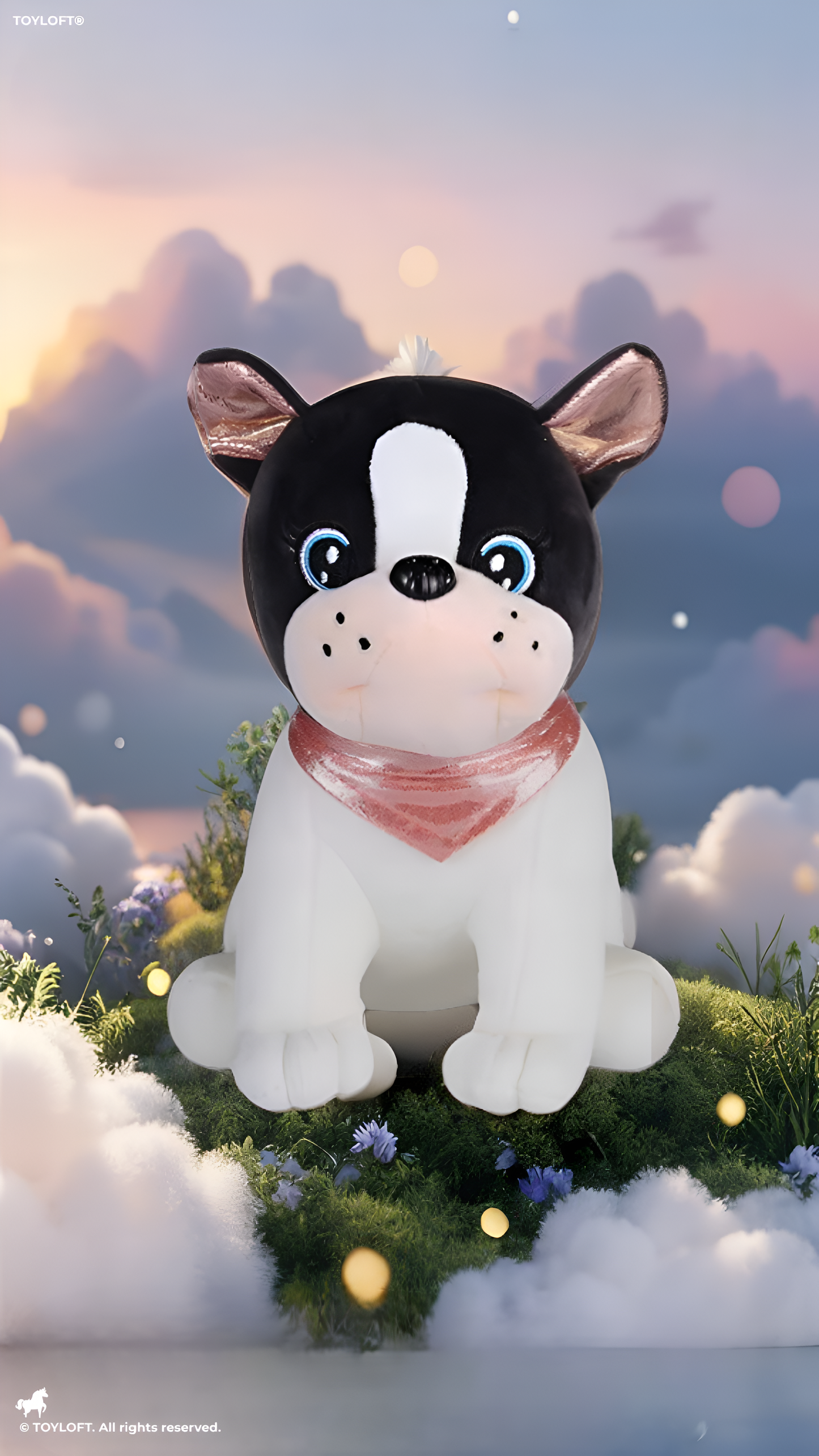 Adorable White Bulldog Soft Plushie – 8 Inch Stuffed Puppy Dog Toy with Decorative Neck Bandana, Cute Room Decor and Gift ST16395