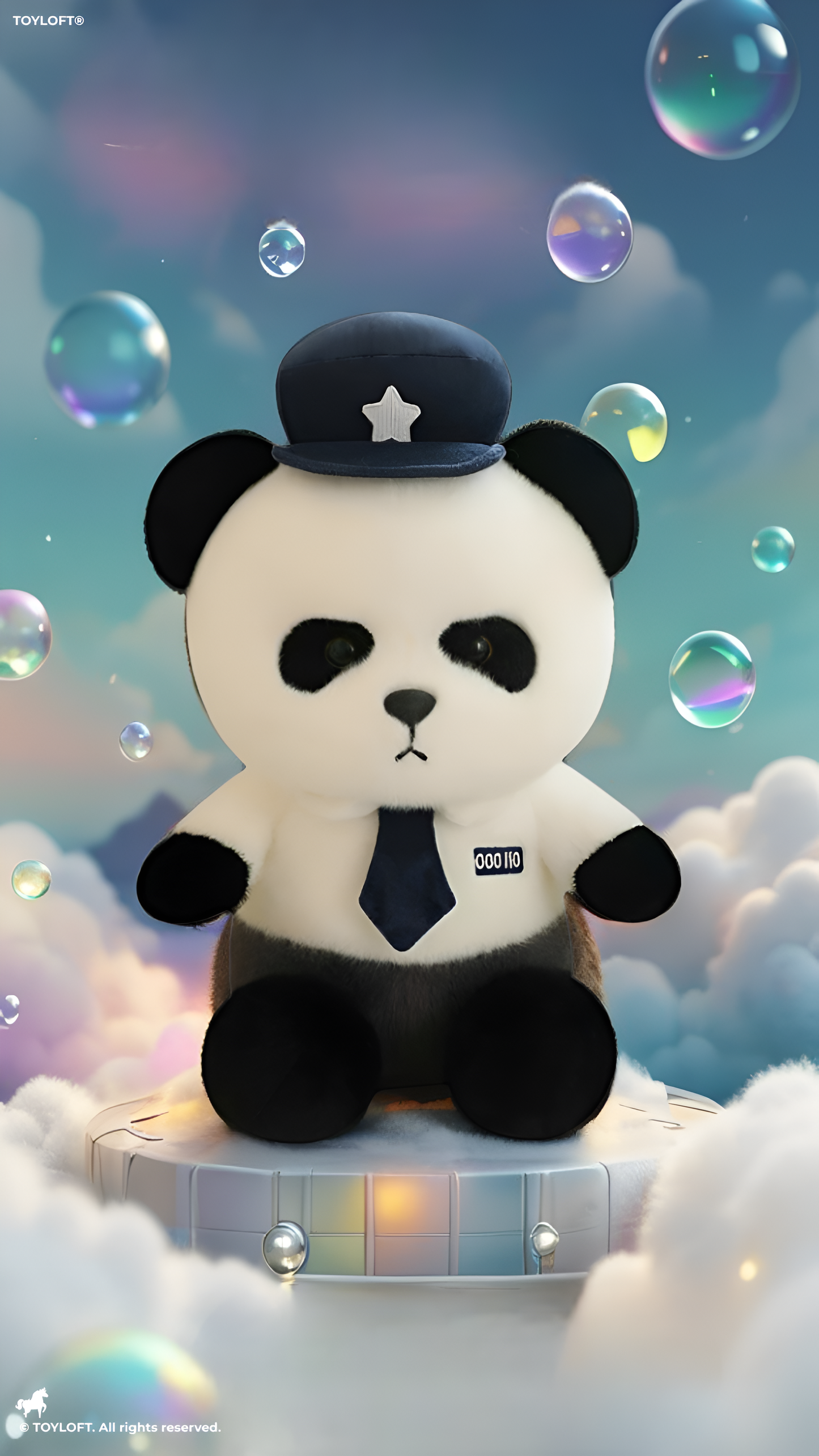 Police Panda Plush Toy Adorable 10-Inch Soft Stuffed Animal Panda in Uniform with Hat & Tie - Cute Hero Panda Huggable Pillow, Gift for Kids ST15749