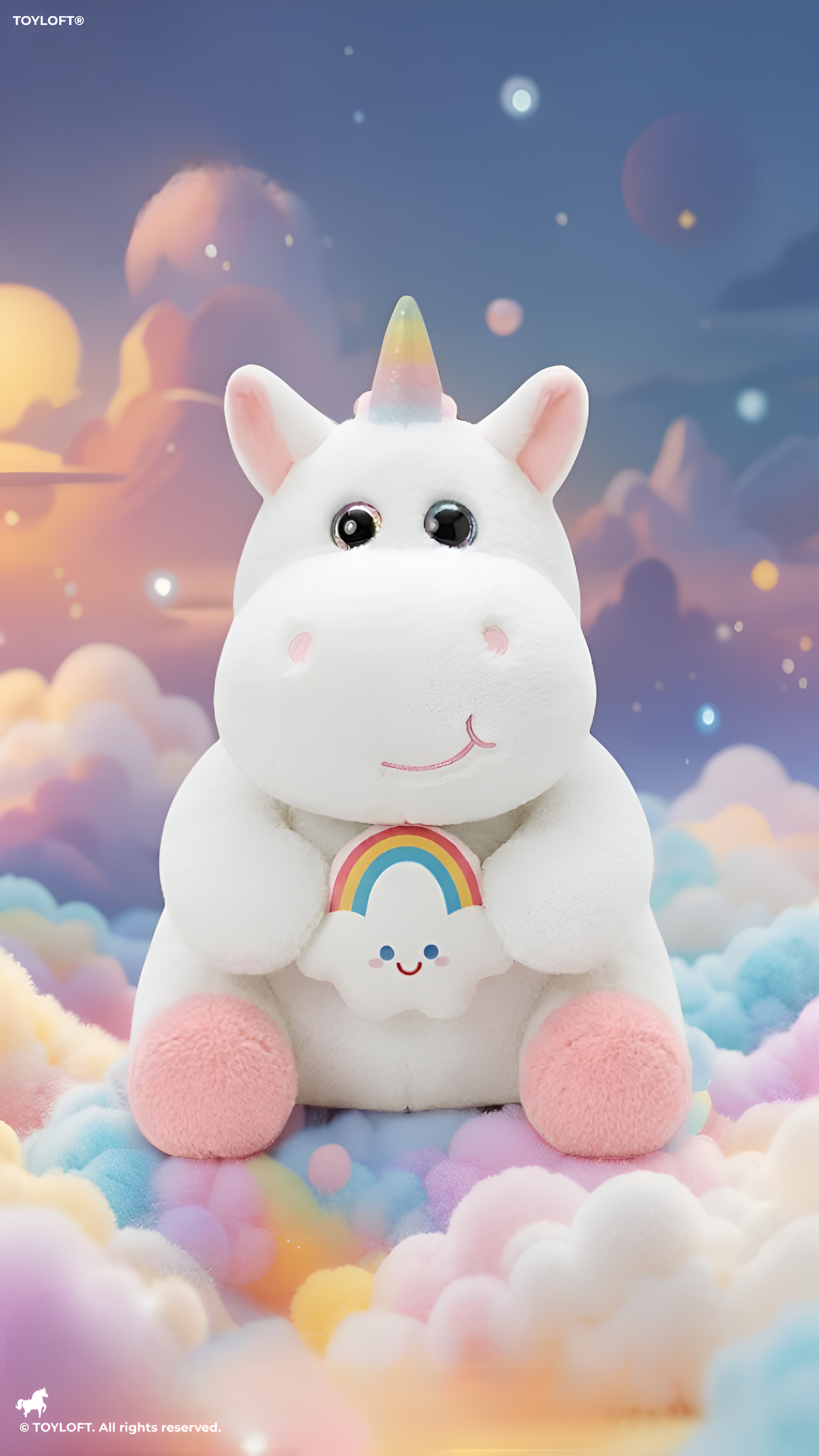 Rainbow Hippo-Unicorn Plush – 8-Inch Ultra-Soft Faux Fur Stuffed Animal with Rainbow Cloud – Cute Mythical Creature Toy for Kids and Toddlers ST13212