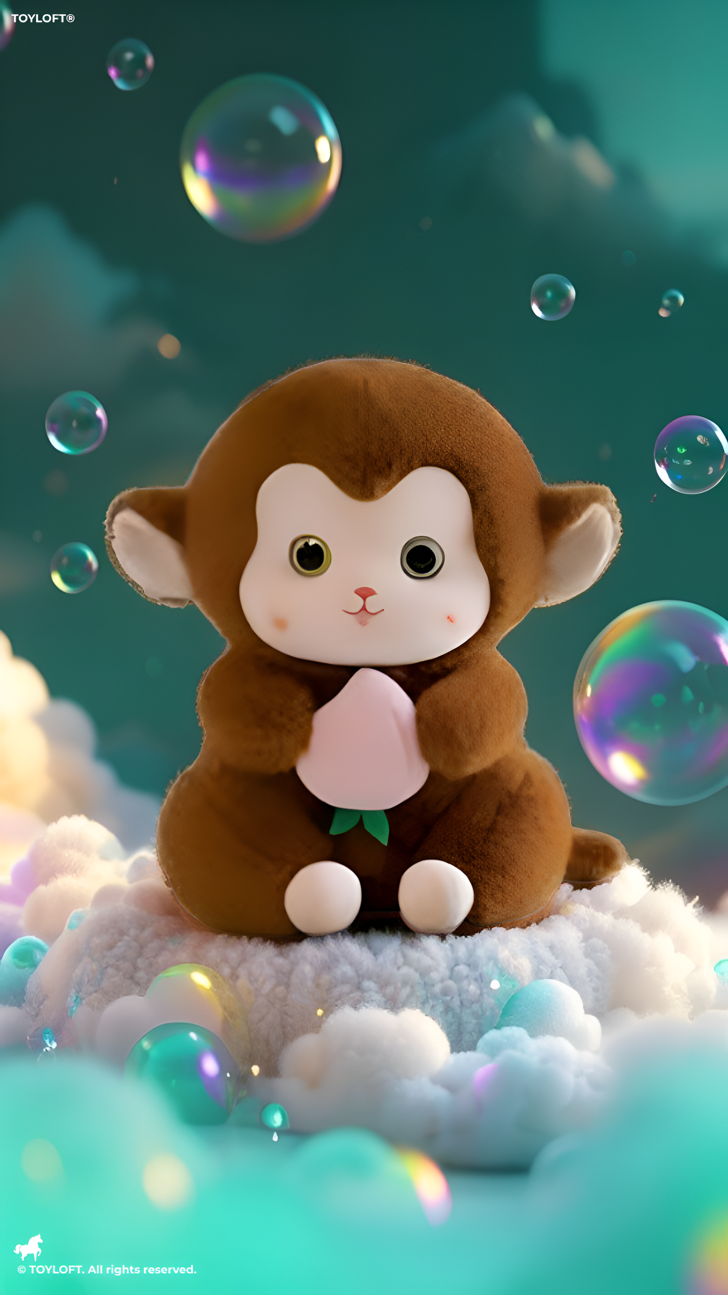 Brown Cute Monkey Plush Toy with Pink Peach, 10-Inch Soft Stuffed Animal Monkey Doll, Kawaii Nursery Decor and Birthday Gift for Kids, Girls and Boys ST14143