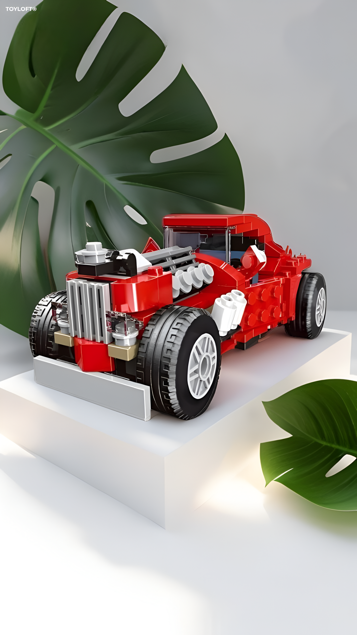 Multificence 20-in-1 Vintage Car Building Block Set (278 Pieces) – Red Retro Hot Rod DIY Construction Kit for Kids Ages 6+ | Creative STEM Educational Toy TV5048