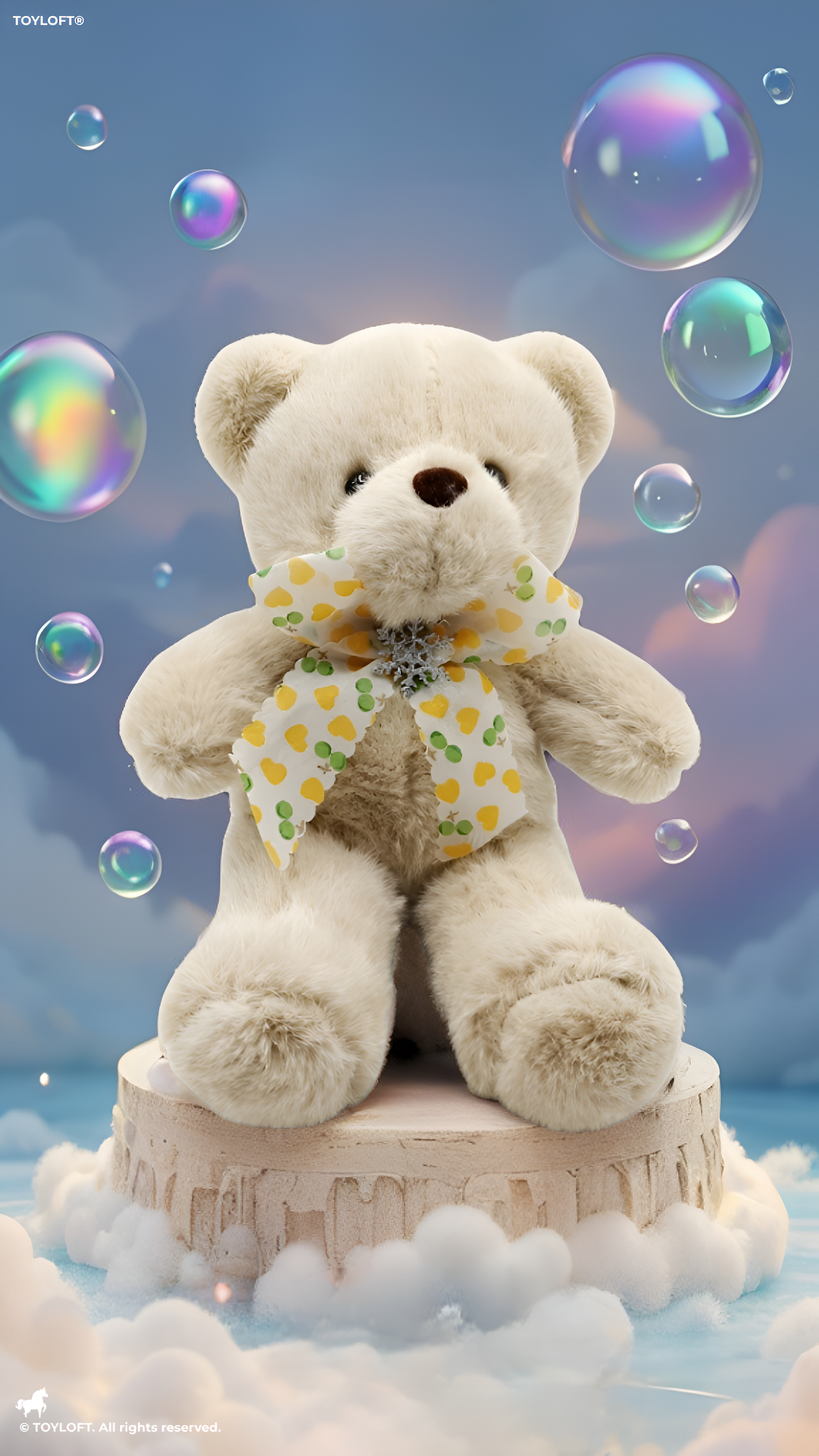 Teddy Bear Stuffed Animal - Soft Brown 8 Inch Cute Plush Toy with Heart-Patterned Ribbon & Pinecone Detailing, Perfect Winter & Holiday Gift ST16464