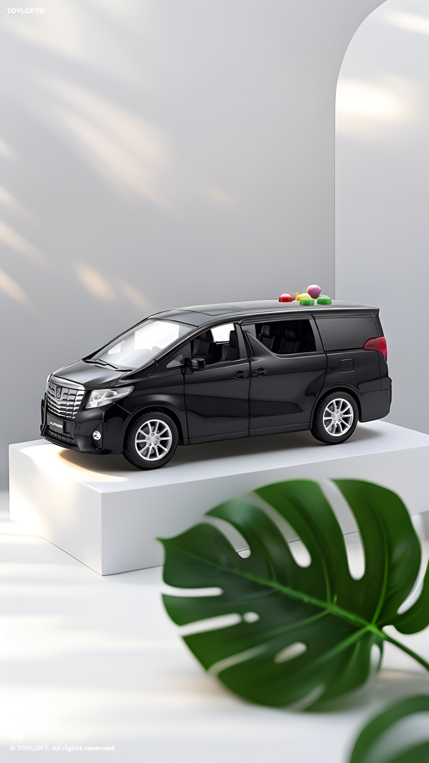 Toyota Alphard Toy Car Black  Minivan Model with Sound and Light Buttons – Premium Diecast Miniature Van for Kids and Collectors TV5245.