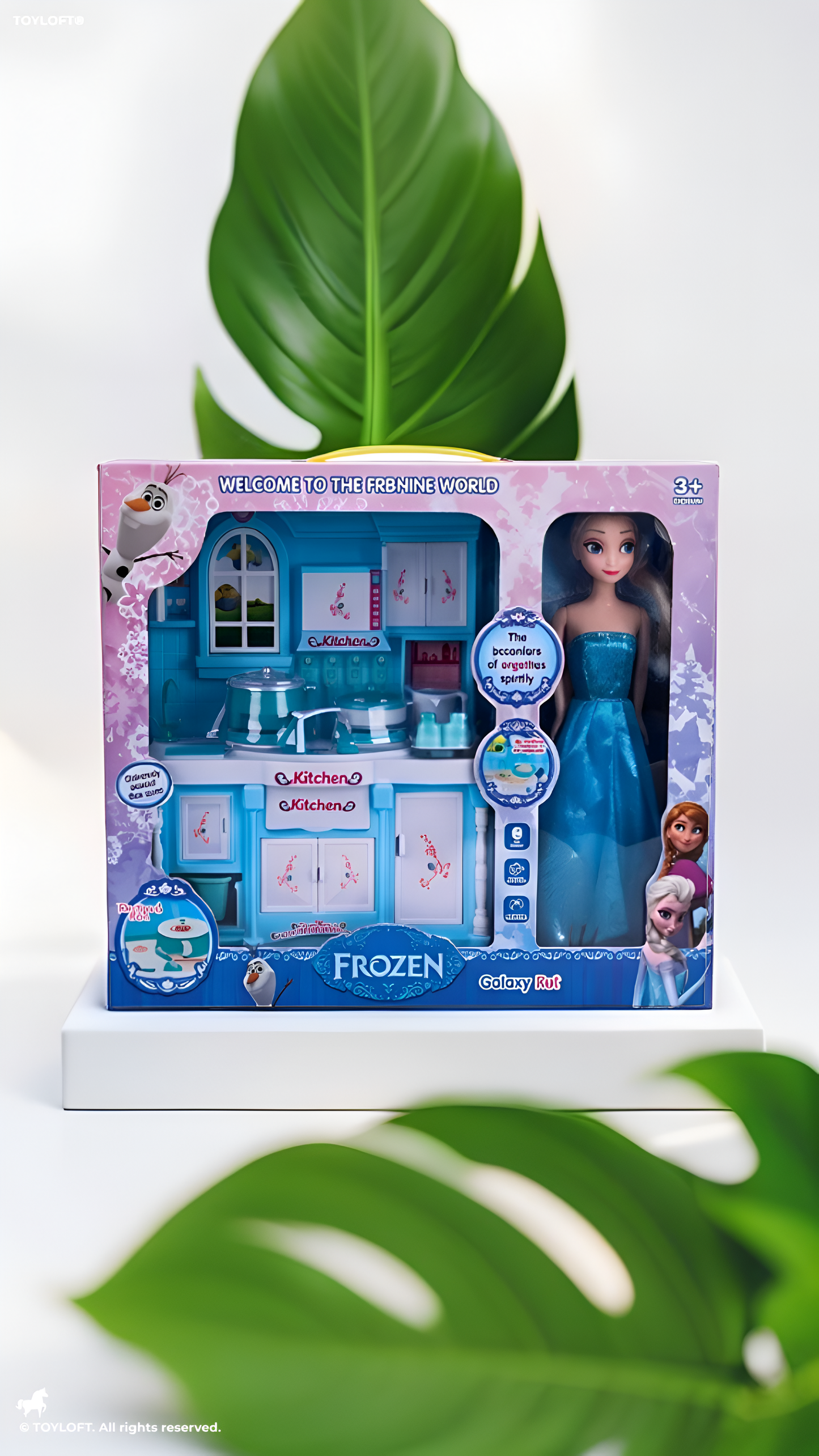 Frozen-Themed Kids Kitchen Playset with Princess Doll & Cooking Accessories – Deluxe Blue Pretend Play Toy Kitchen Set for Toddlers and Girls Age TV5604