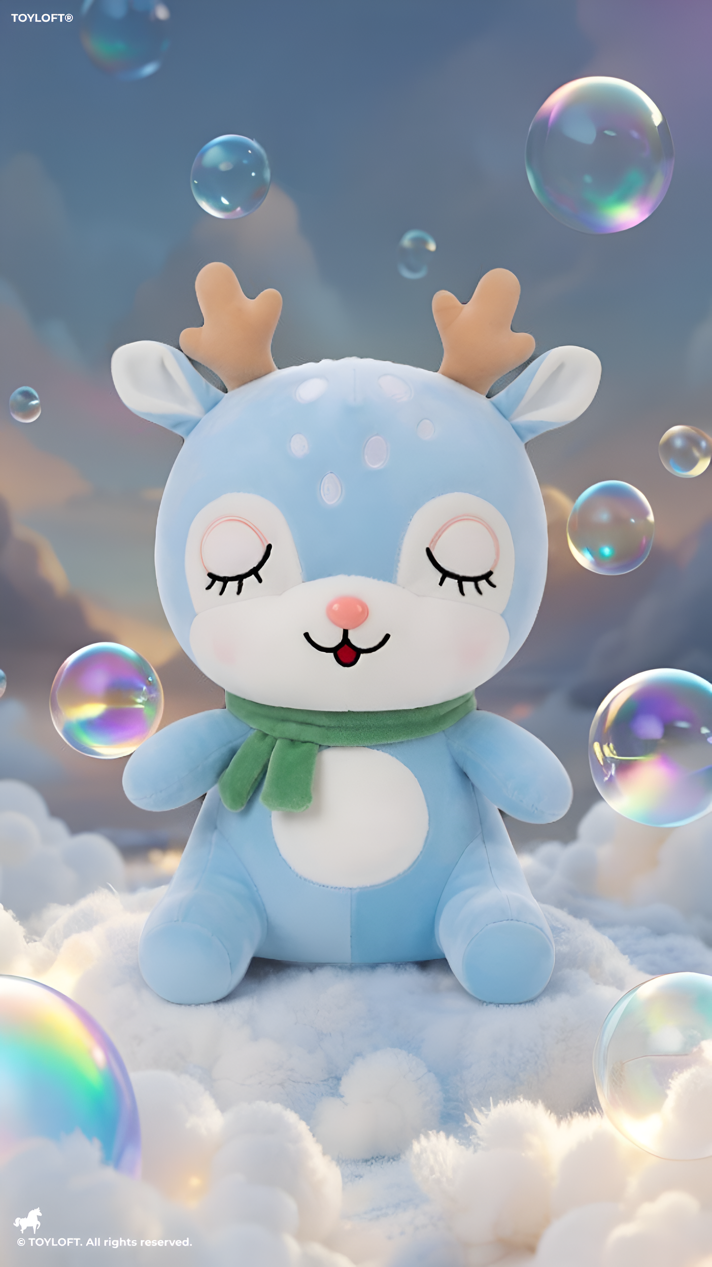 Deer Plush Toy – 10-Inch Cute Blue Soft Stuffed Animal with Scarf for Kids and Toddlers ST11473