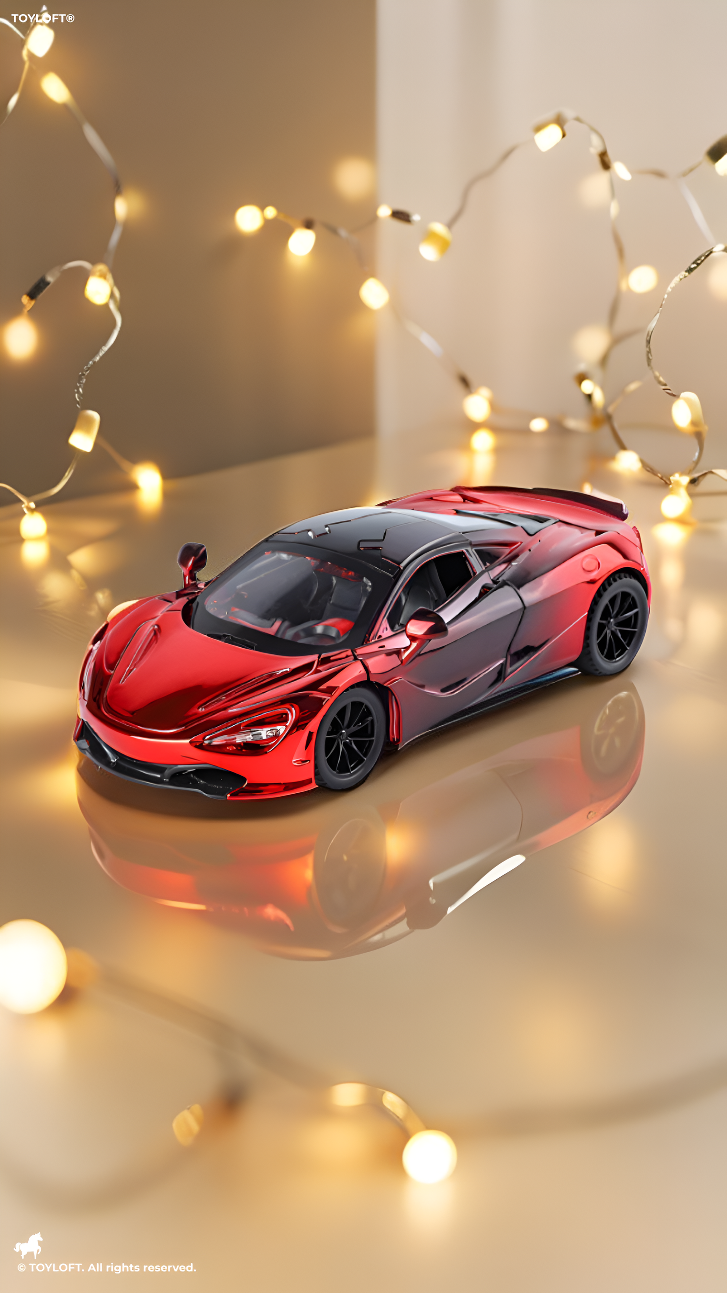 McLaren 720S 1/32 Die-Cast Car - Metallic Chrome Red Alloy Sports Car for Kids & Collectors TV488