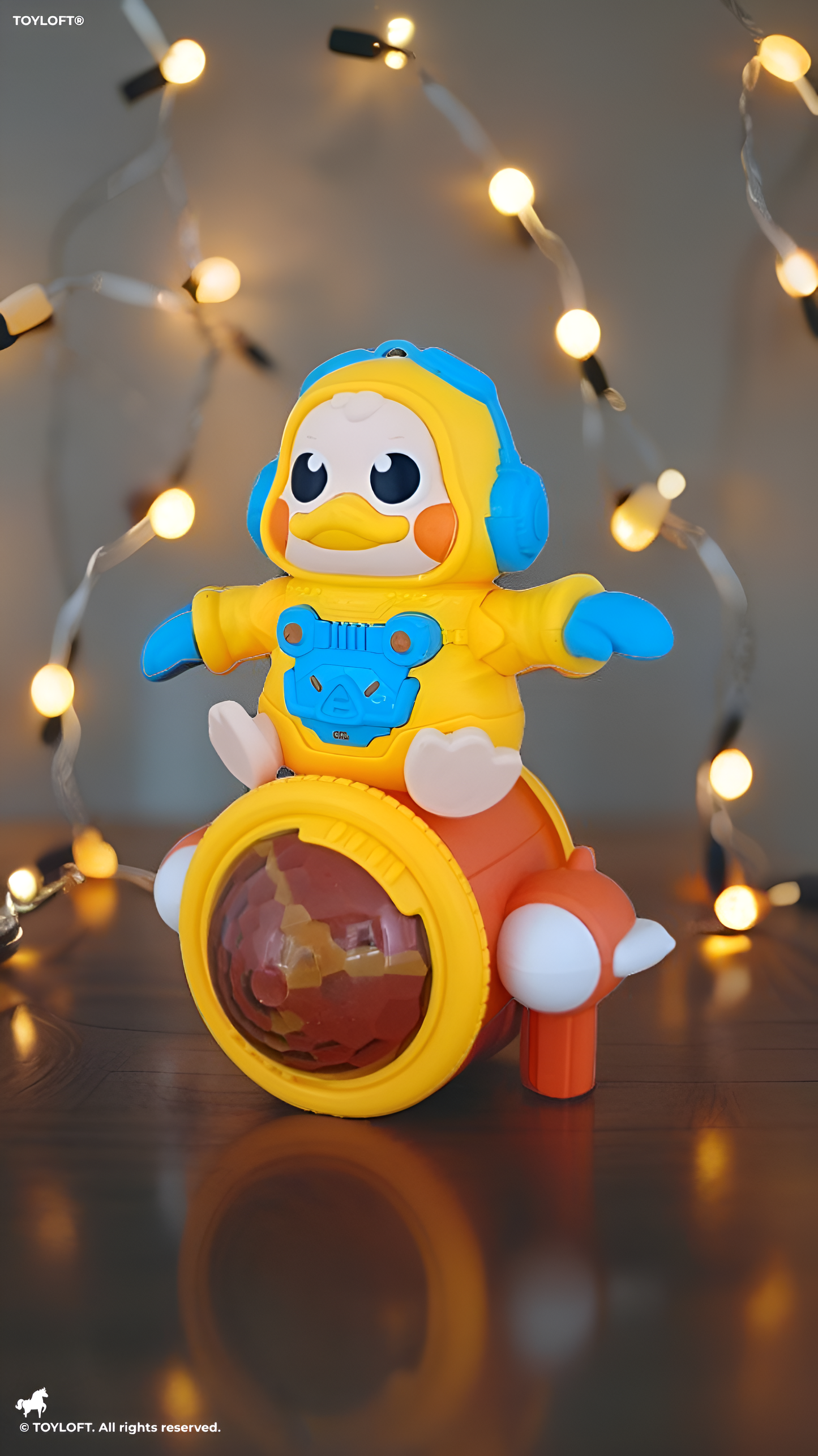 Space Duck Musical Toy – Dancing Duck Robot with LED Lights, Music & 360° Rotating Wheels Yellow LMI14255.