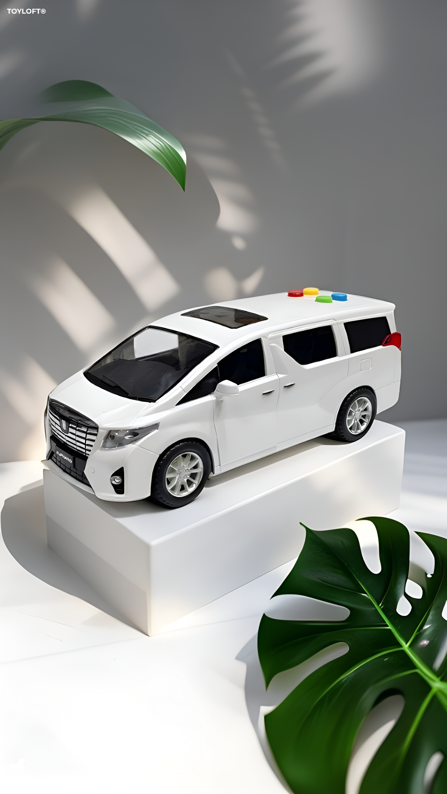 Toyota Alphard Toy Car White Minivan Model with Sound and Light Buttons – Premium Diecast Miniature Van for Kids and Collectors TV5245.