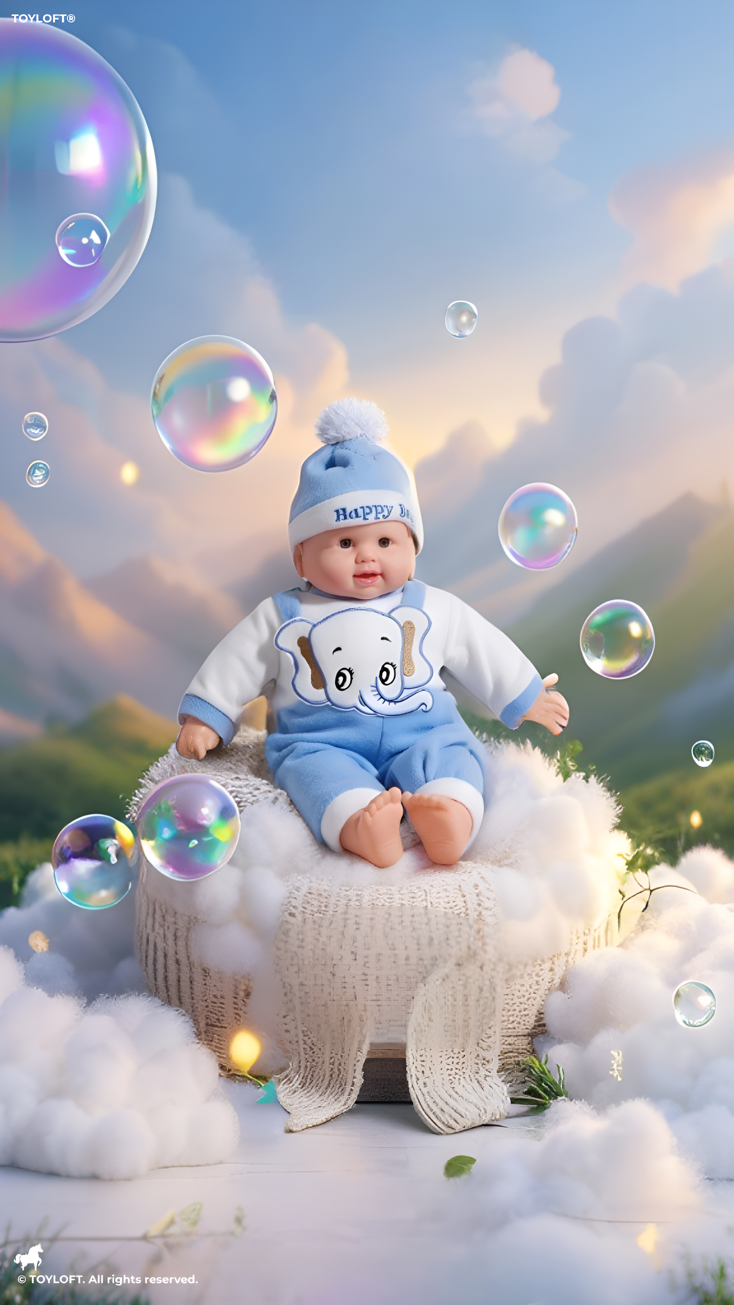 Realistic Soft Body Baby Doll in Blue Teddy Bear Dungarees and Hat | Lifelike Newborn Toy with Sound Effects for Toddlers LMI7913
