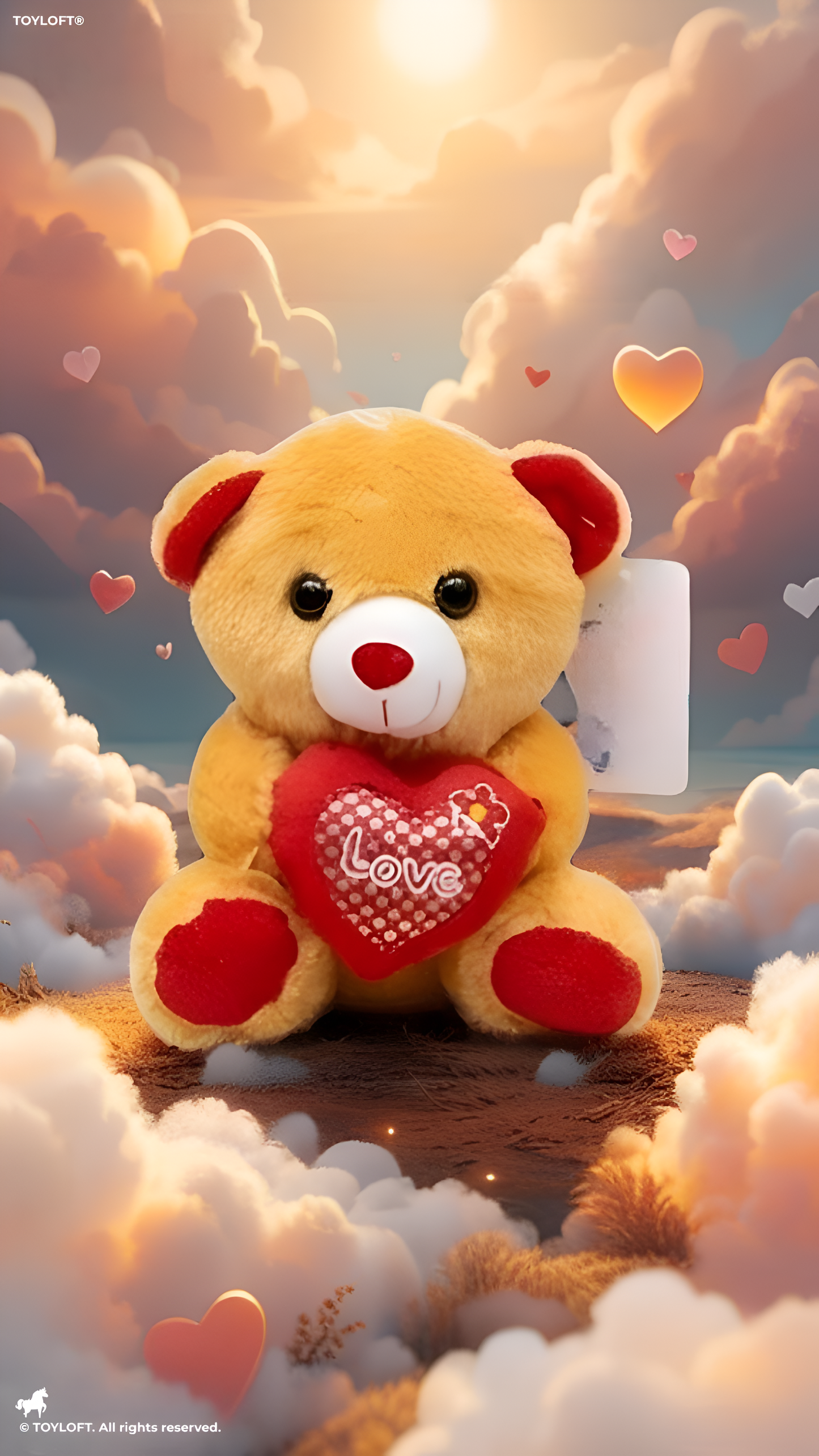 21cm Plush Teddy Bear with Heart – 'Love' Embroidered Soft Toy ST16166.