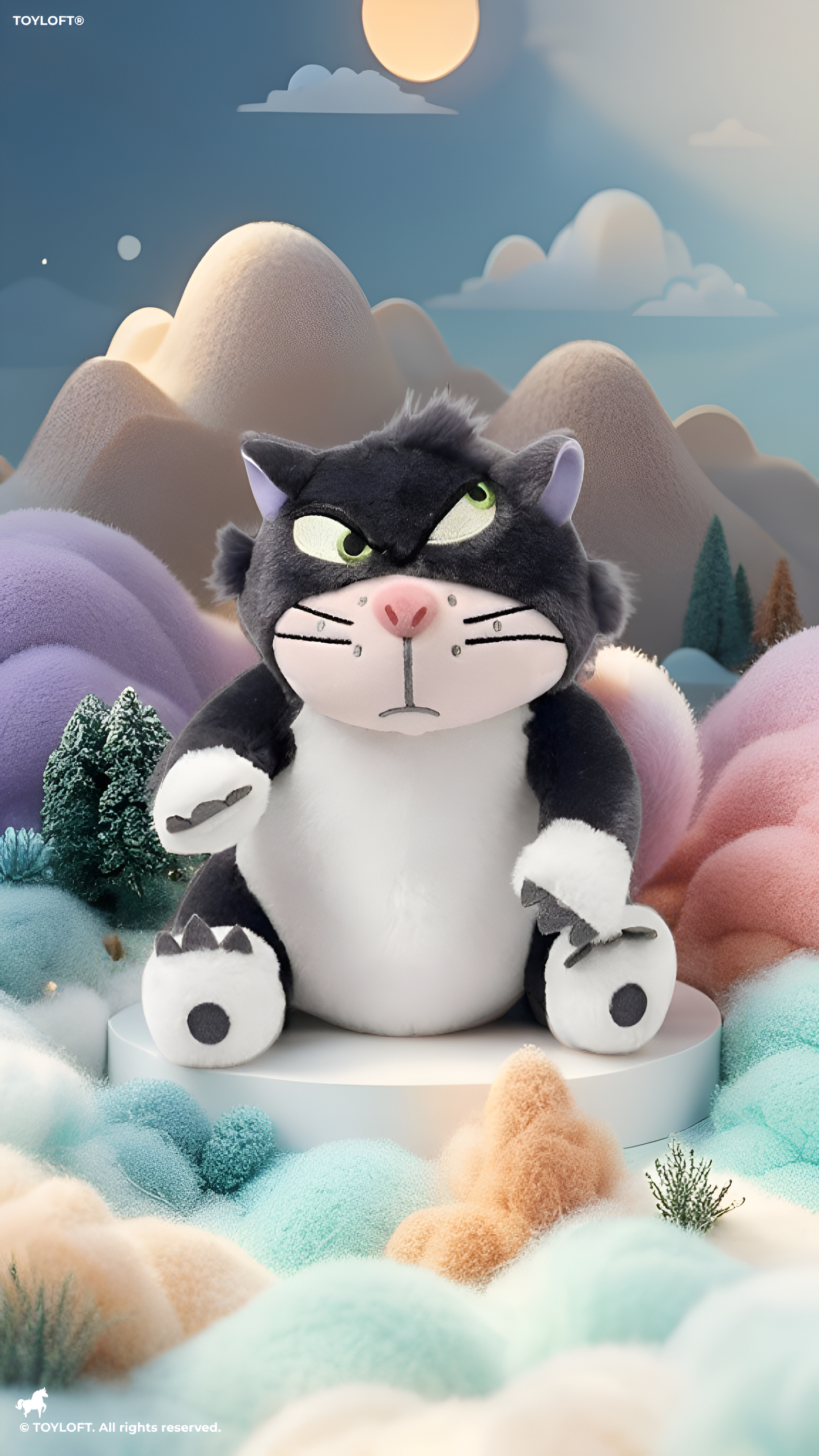 10-Inch Grumpy Black & White Cat Plush ST14195.
