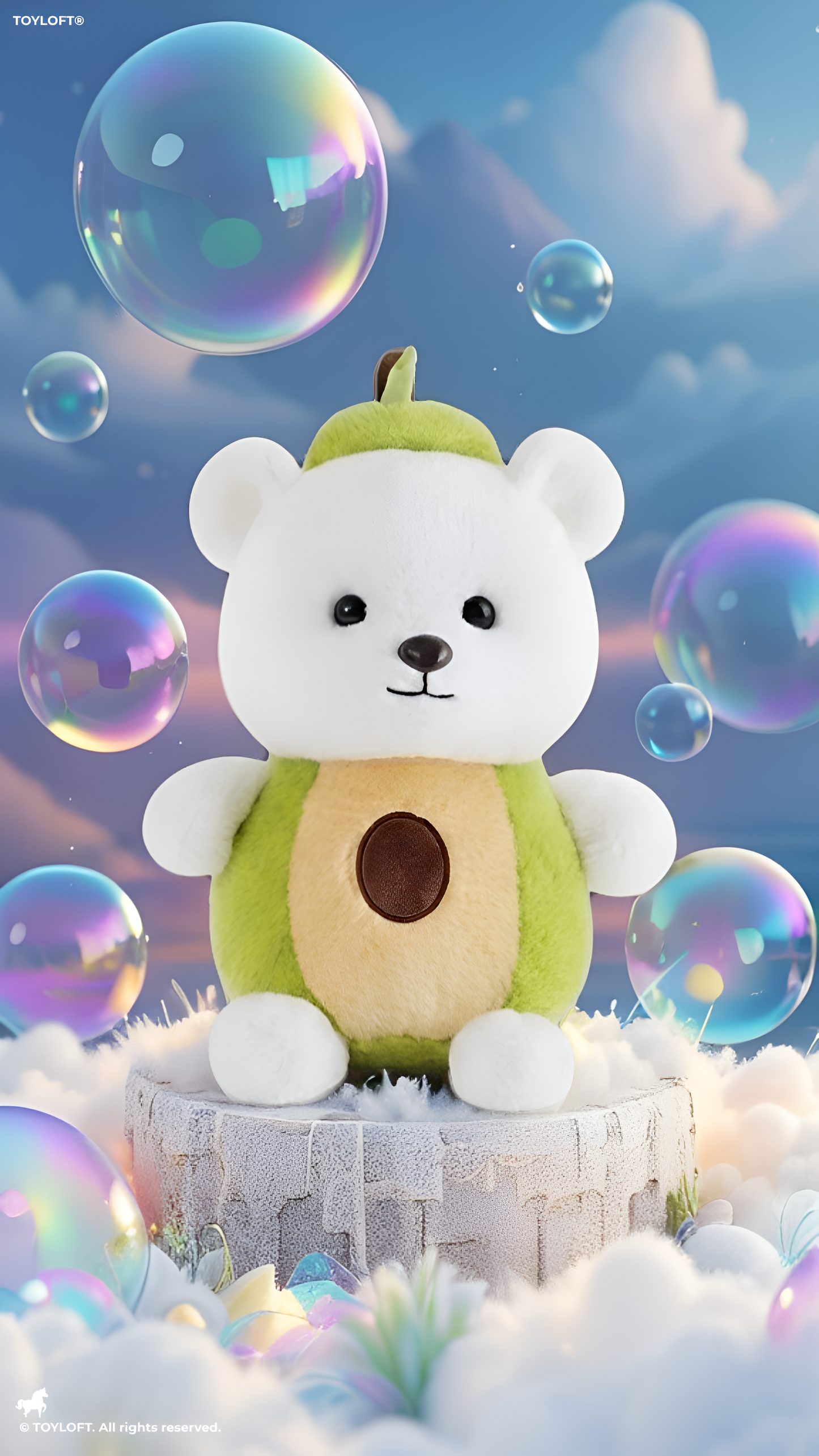 Avocado Bear Plush Toy – 10-Inch  Soft Kawaii Polar Bear Stuffed Animal for Kids ST14506