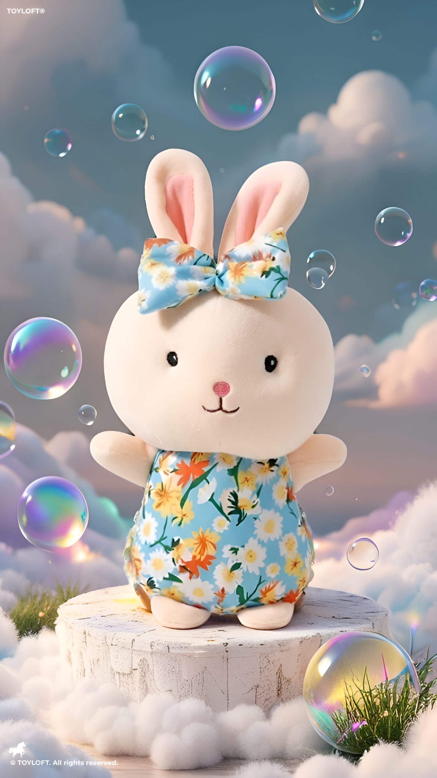 Bunny Toy with Floral Dress and Bow | 7-Inch Cute Plush Soft Stuffed Animal Rabbit for Toddlers ST11129