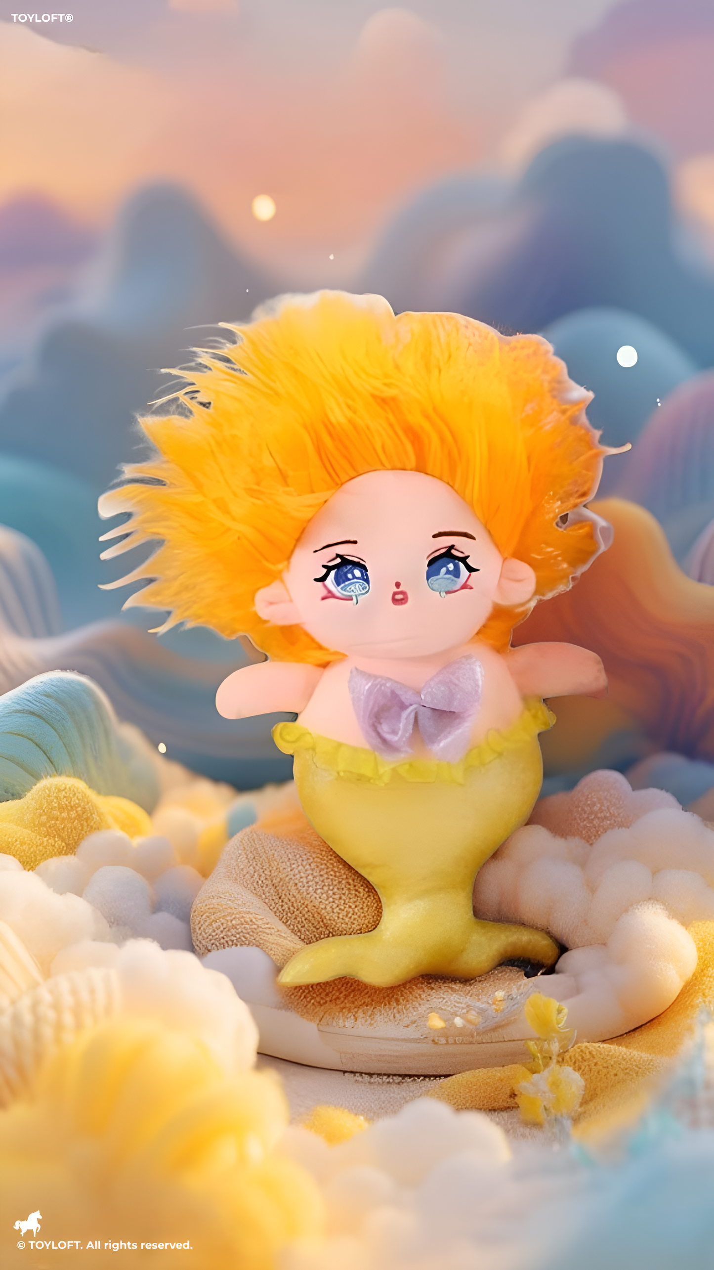 Yellow - Plush Mermaid Soft Toy – Cute & Cuddly Stuffed Doll with yellow hairs for Girls & Boys 8 inch - ST14475