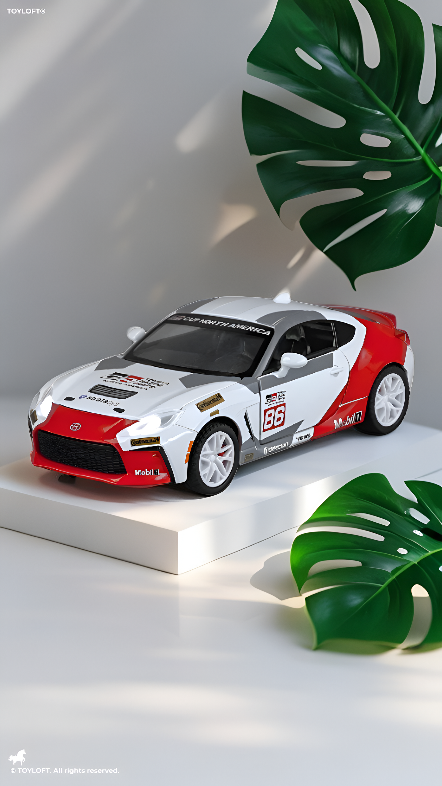 Toyota GR86 Drift Racing Alloy Model Car - White 1:24 Scale Metal Diecast with Lights & Sound - Perfect Gift for Car Lovers and Collectors TV6078