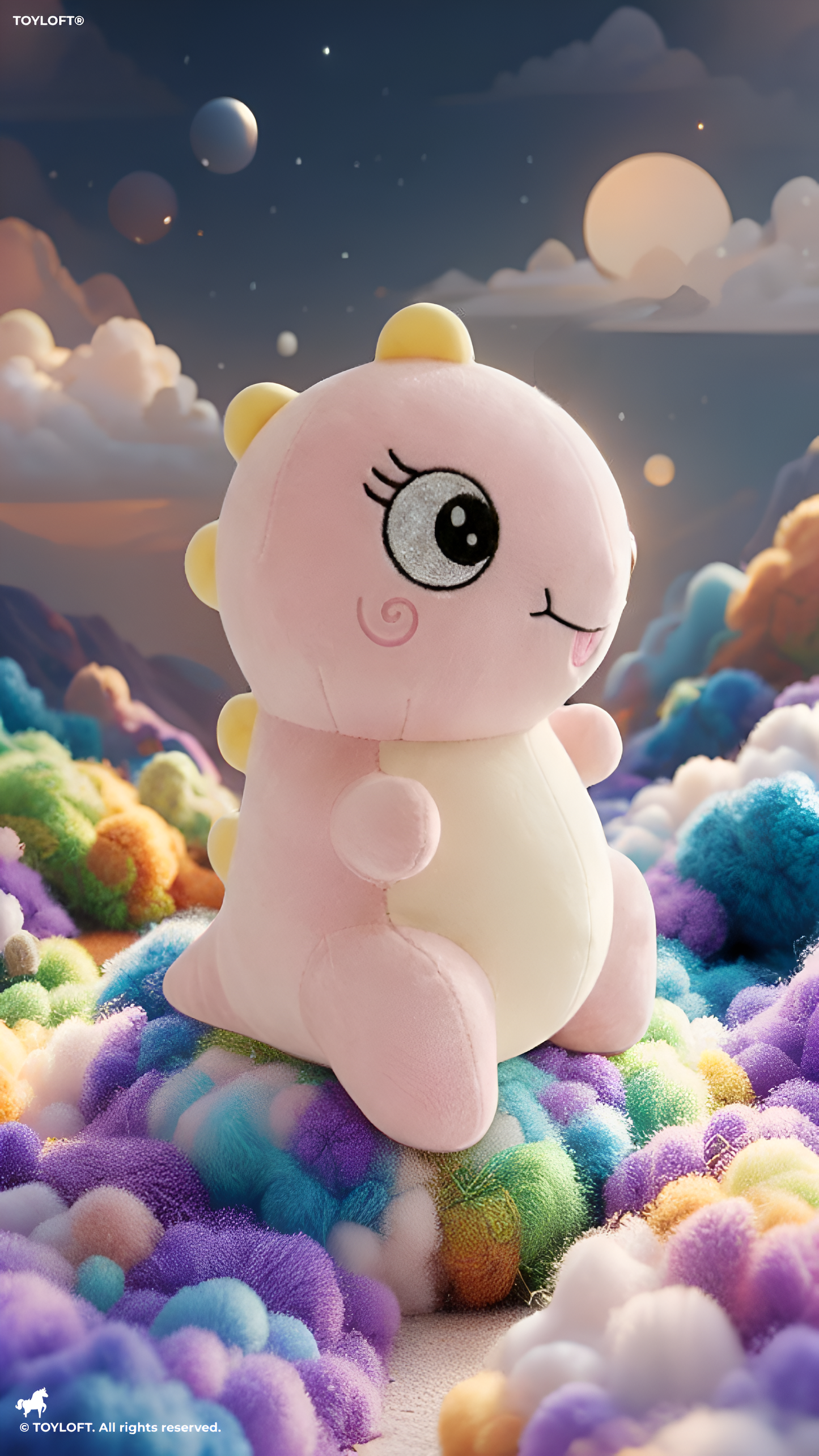 Pink Dinosaur Plush Toy – 7-Inch Soft Stuffed Animal Dino with Cute Embroidery – Small Kawaii Dinosaur Doll for Toddlers, Kids ST14707