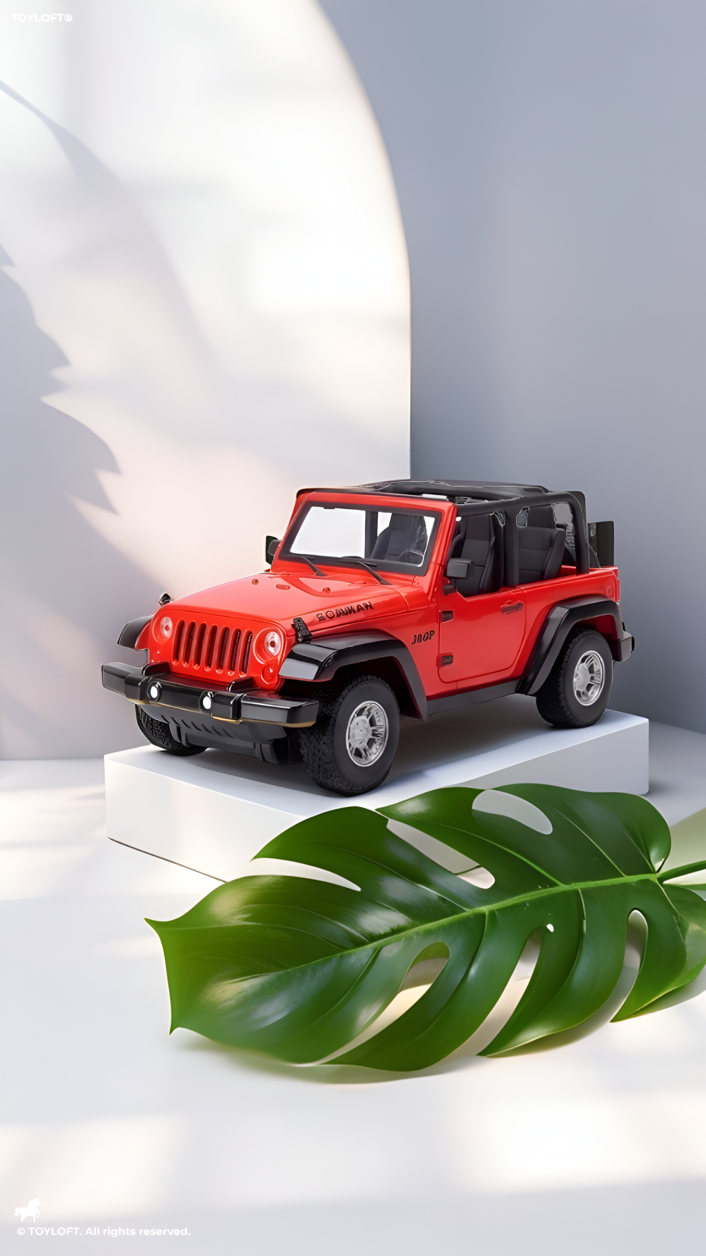 Remote Control Jeep Toy Car for Kids - 1:22 Scale Red Off-Road RC Crawler Model with 3.7V Rechargeable Battery and Steering Remote, Open-Top Wrangler Style Toy For Kids LMI8550