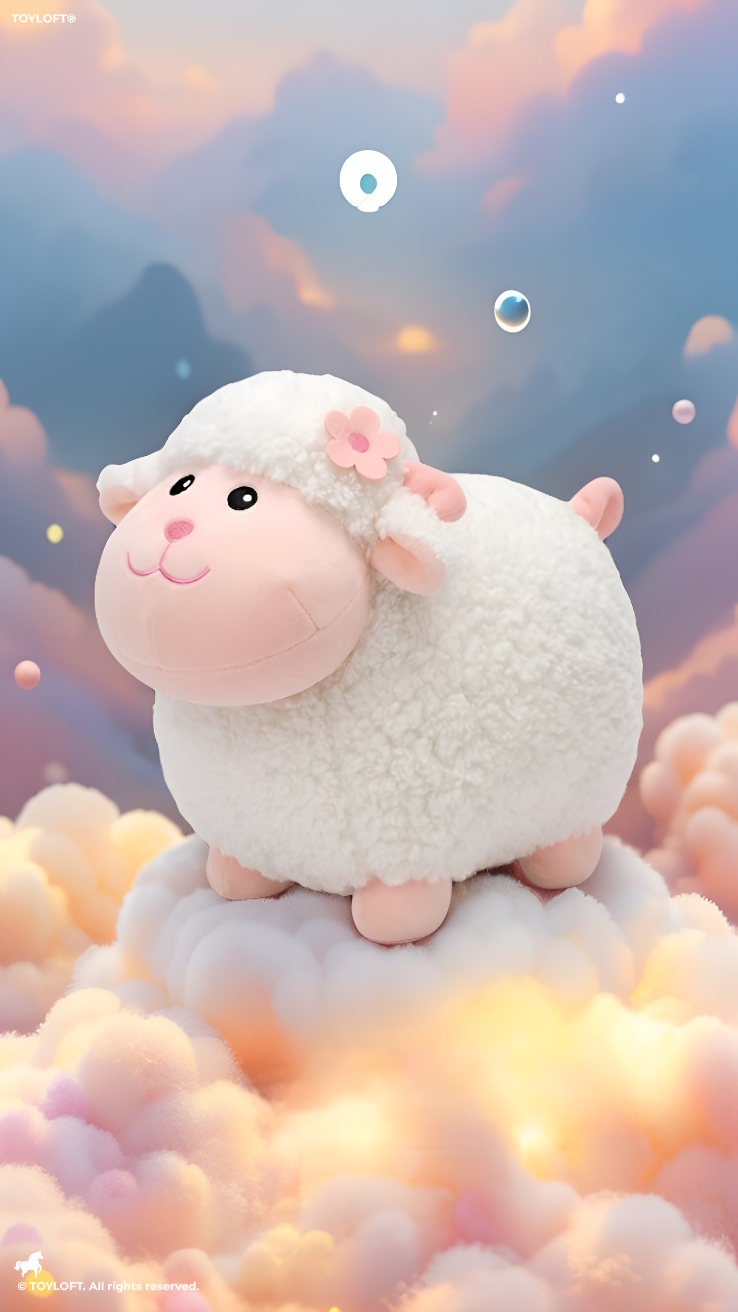 Sheep Plush Toy – 10-Inch Cute White Fluffy Lamb Soft Stuffed Animal with Flower Accent, Kawaii Lamb Pillow Plushie Gift for Kids and Toddlers ST11470