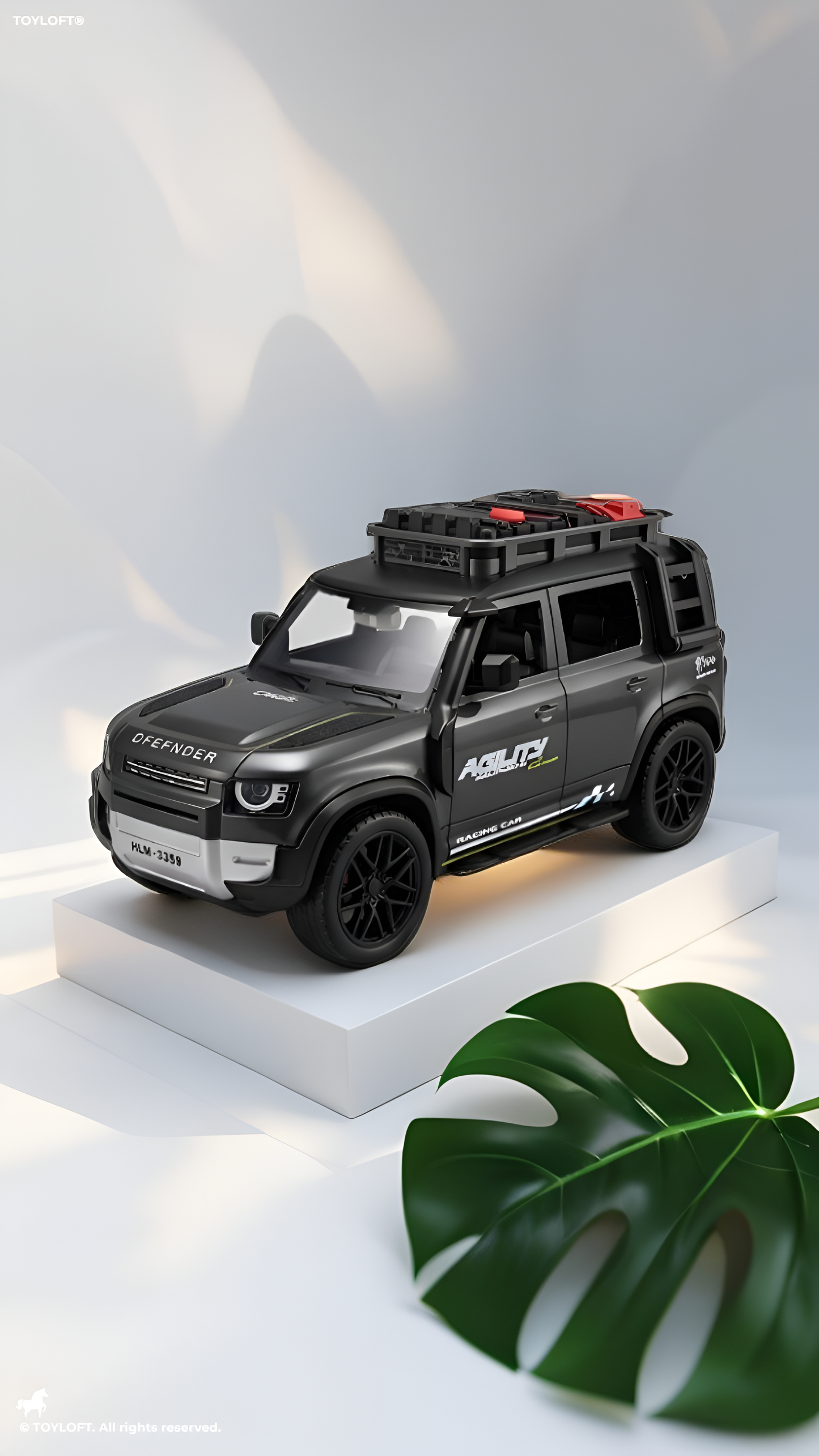 Diecast Land Rover Defender Toy Car - Black Police & Off-Road SUV Model with Roof Rack, Sound & Light Effects for Kids and Collectors NX15387