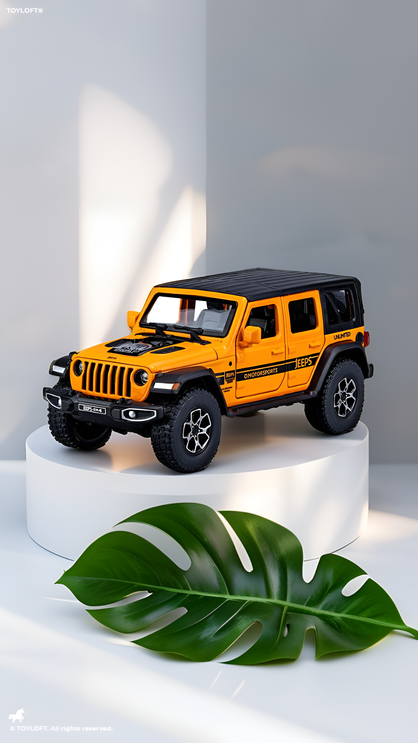 Wrangler Jeep Diecast Model Car – Scale 1:32 - Alloy Pull Back Toy with Lights & Sound | Off-Road Vehicle Collectible Gift for Kids - LMI15393