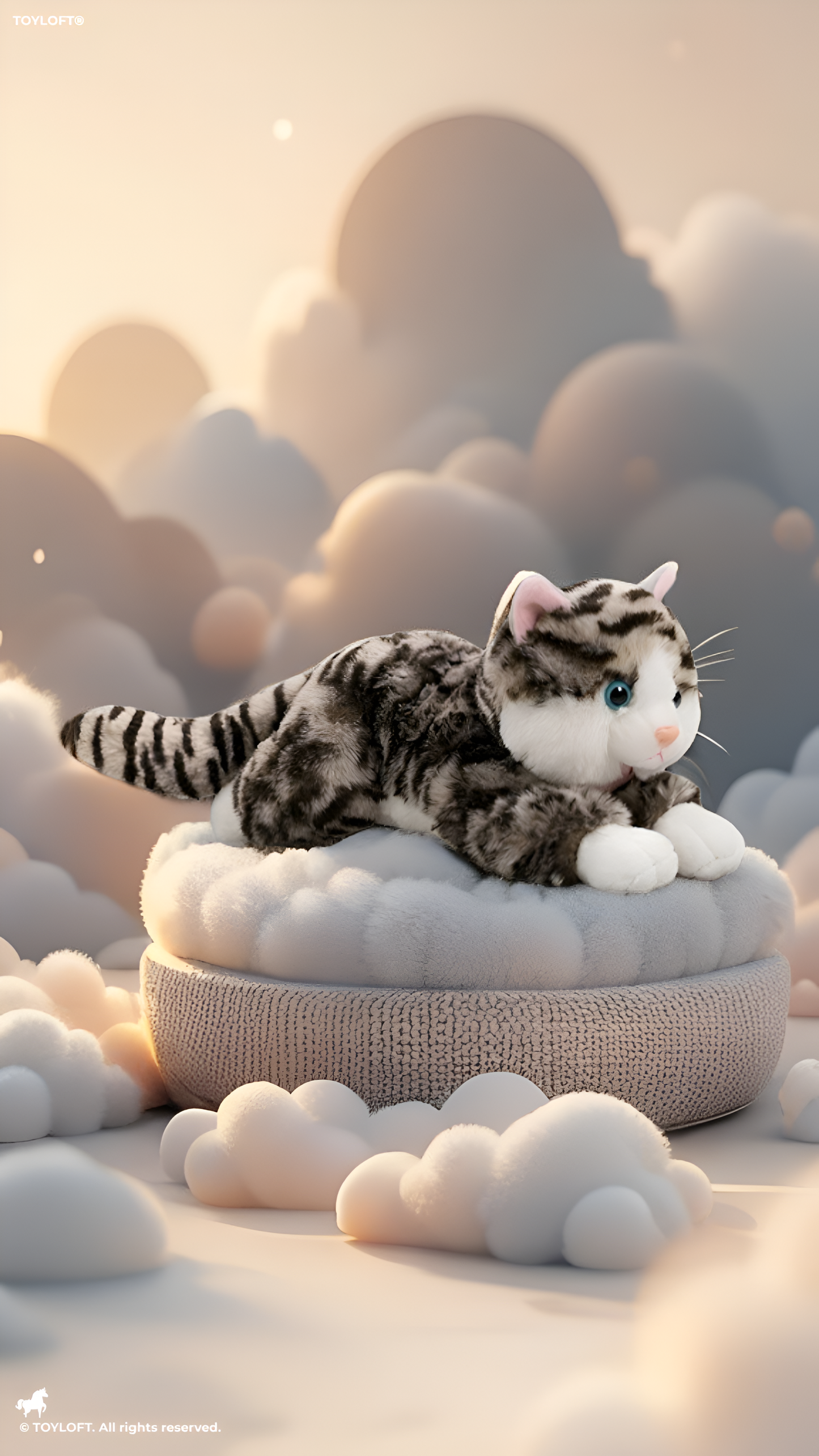 Realistic Grey Tabby Cat Plush Toy - 45cm Life-Size Stuffed Animal Kitten with Blue Eyes ST14593.